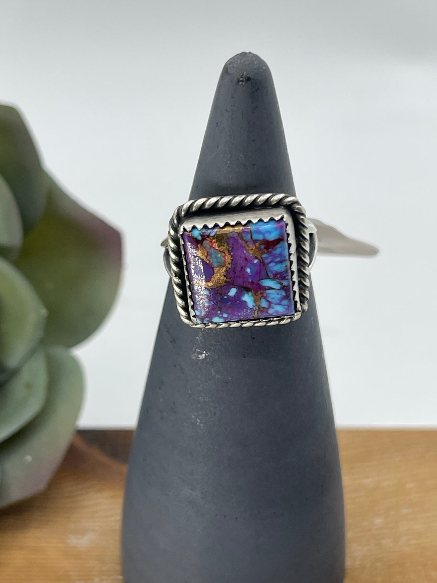 8.5 Purple Mojave Square Ring by Freda Martinez, Navajo
