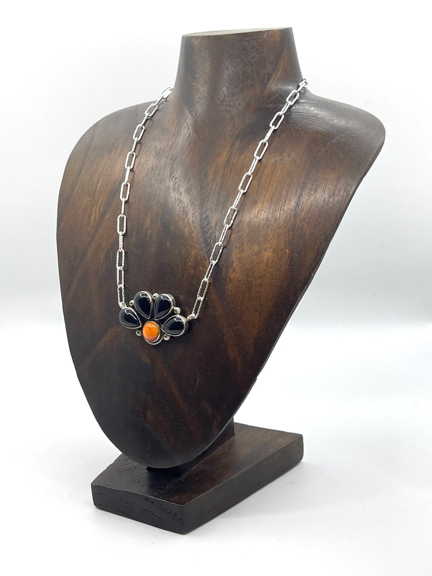 16” Half Cluster Black Onyx & Orange Spiny