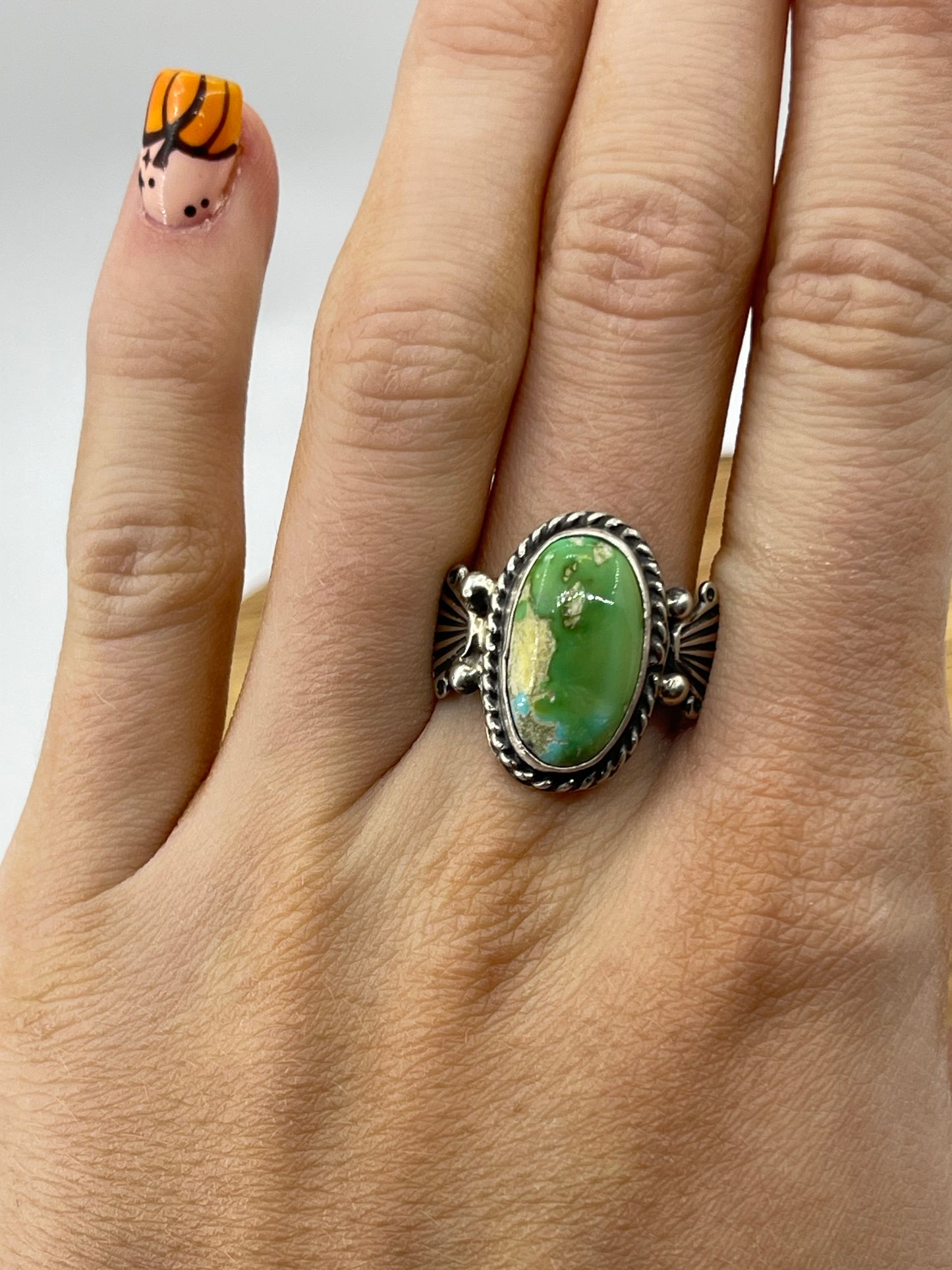 6.0 Sonoran Golde Turquoise Oval Ring by Annette Chiquito, Navajo