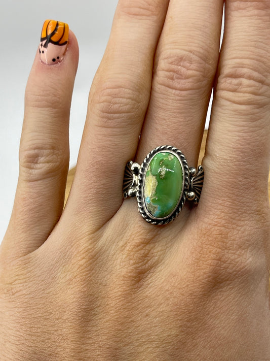 6.0 Sonoran Golde Turquoise Oval Ring by Annette Chiquito, Navajo