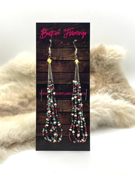 Beaded Dangle Earrings by Ren McCulley, Creek/Seminole
