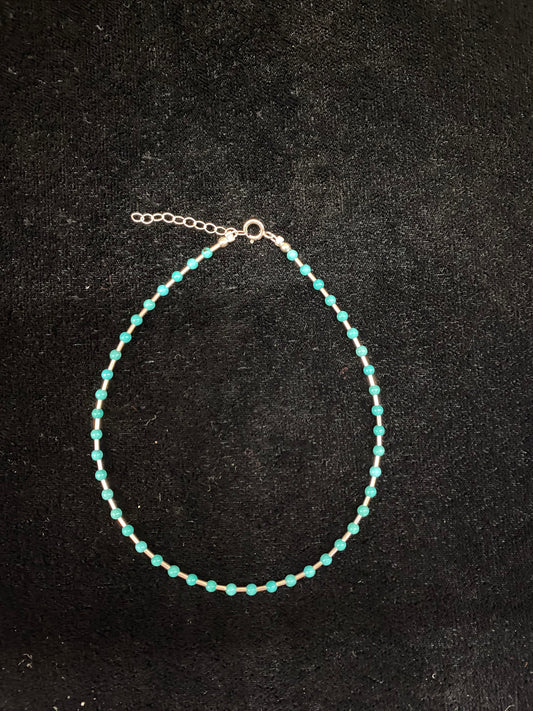 Turquoise and Sterling Silver Anklet