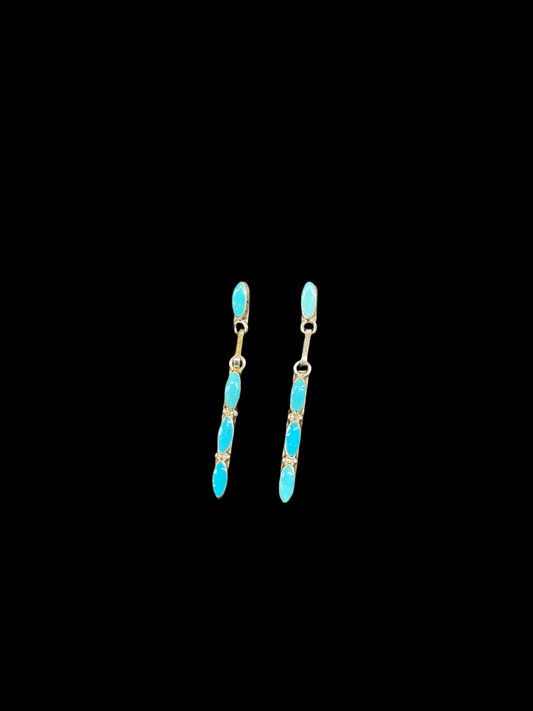 Sleeping Beauty Turquoise Thin Dangles by Shannon Concho, Zuni