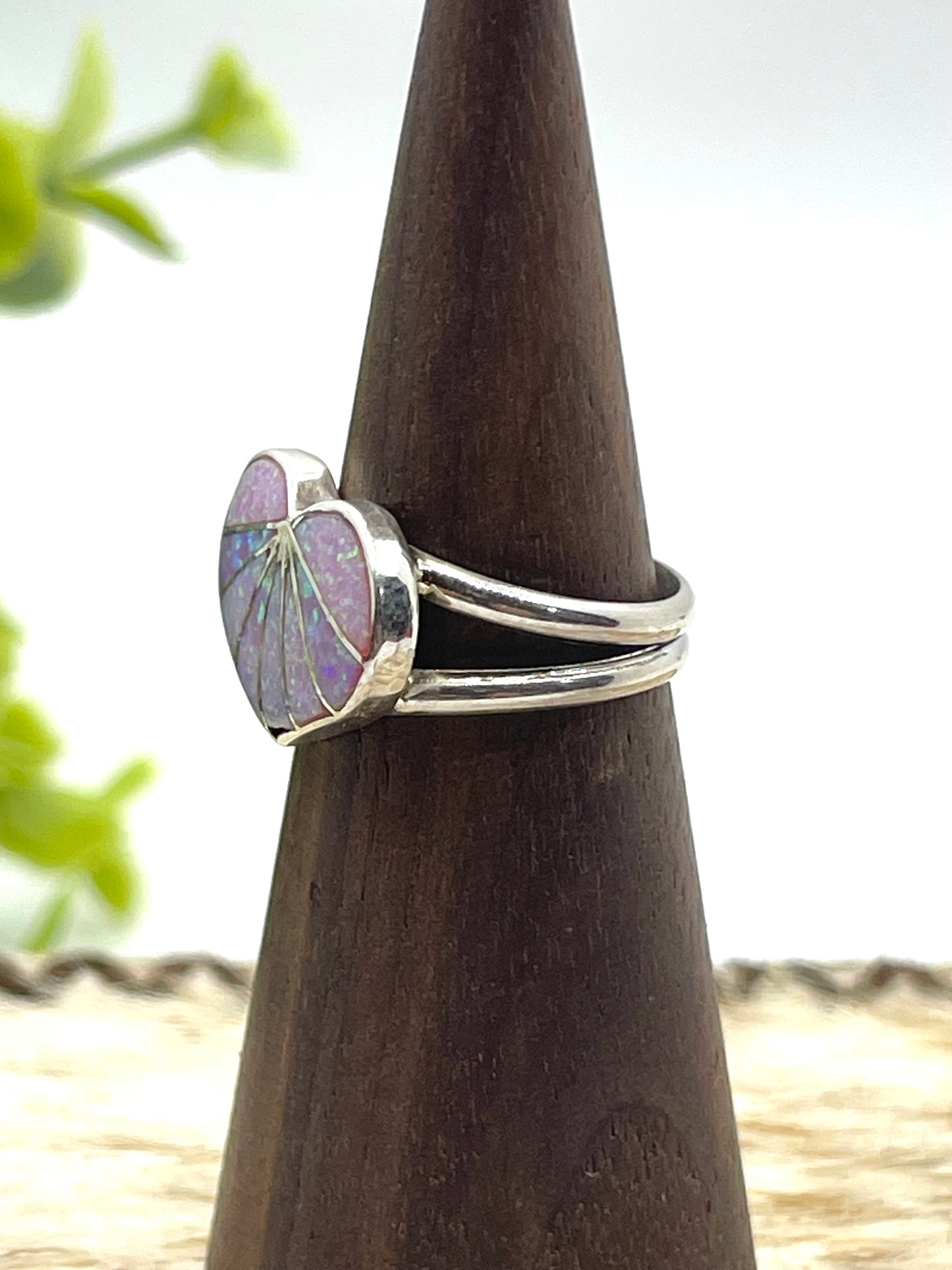 7.0 Opal Inlay Heart Ring