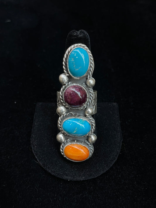 10.0 Multi 4 Stone Ring by Boyd J. Ashley, Navajo