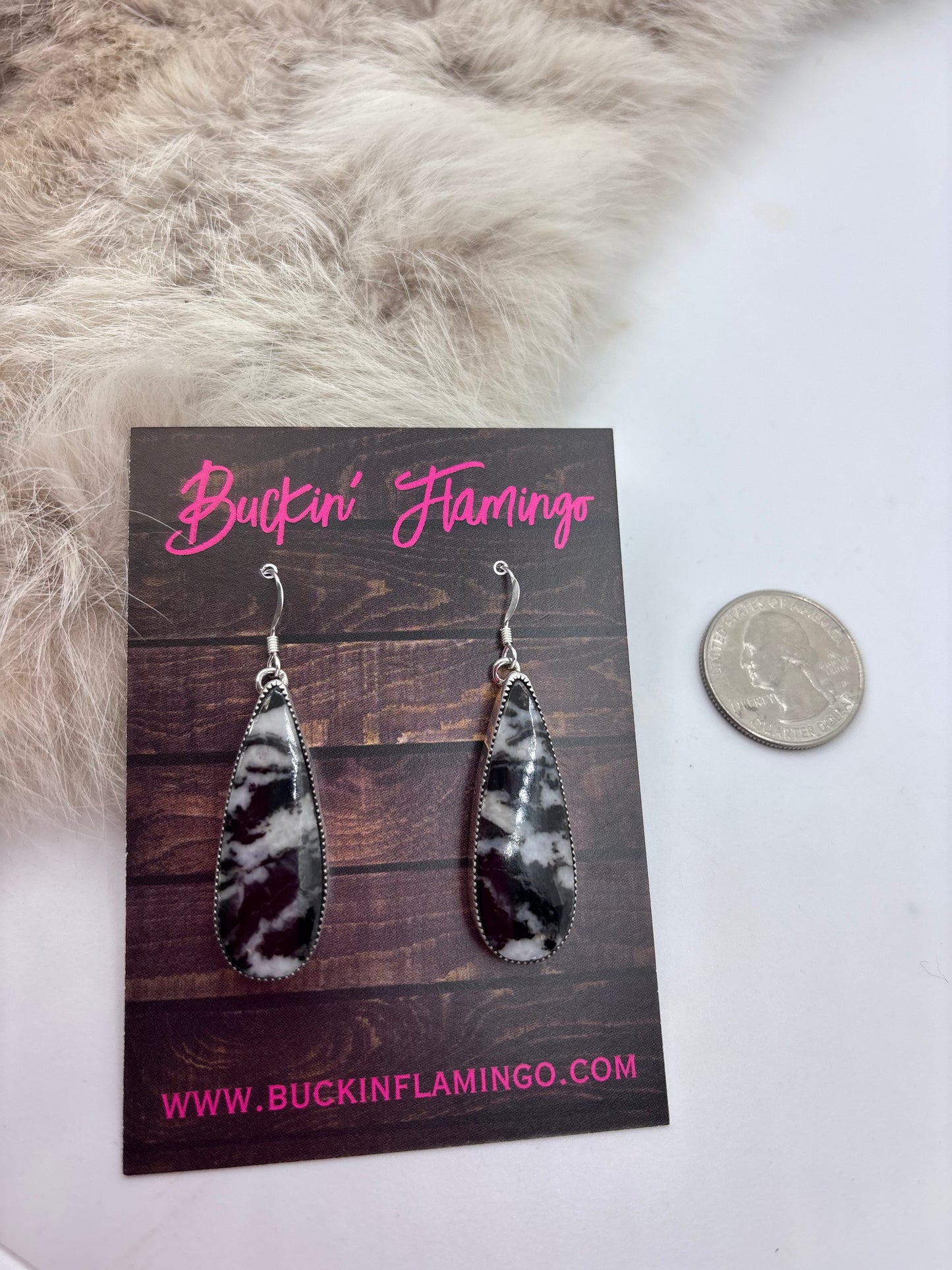 Zebra Jasper Dangle Earrings by Joelias Draper, Navajo