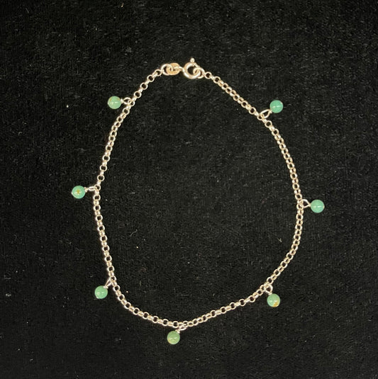 Sterling Silver Chain with Turquoise Beads Anklet