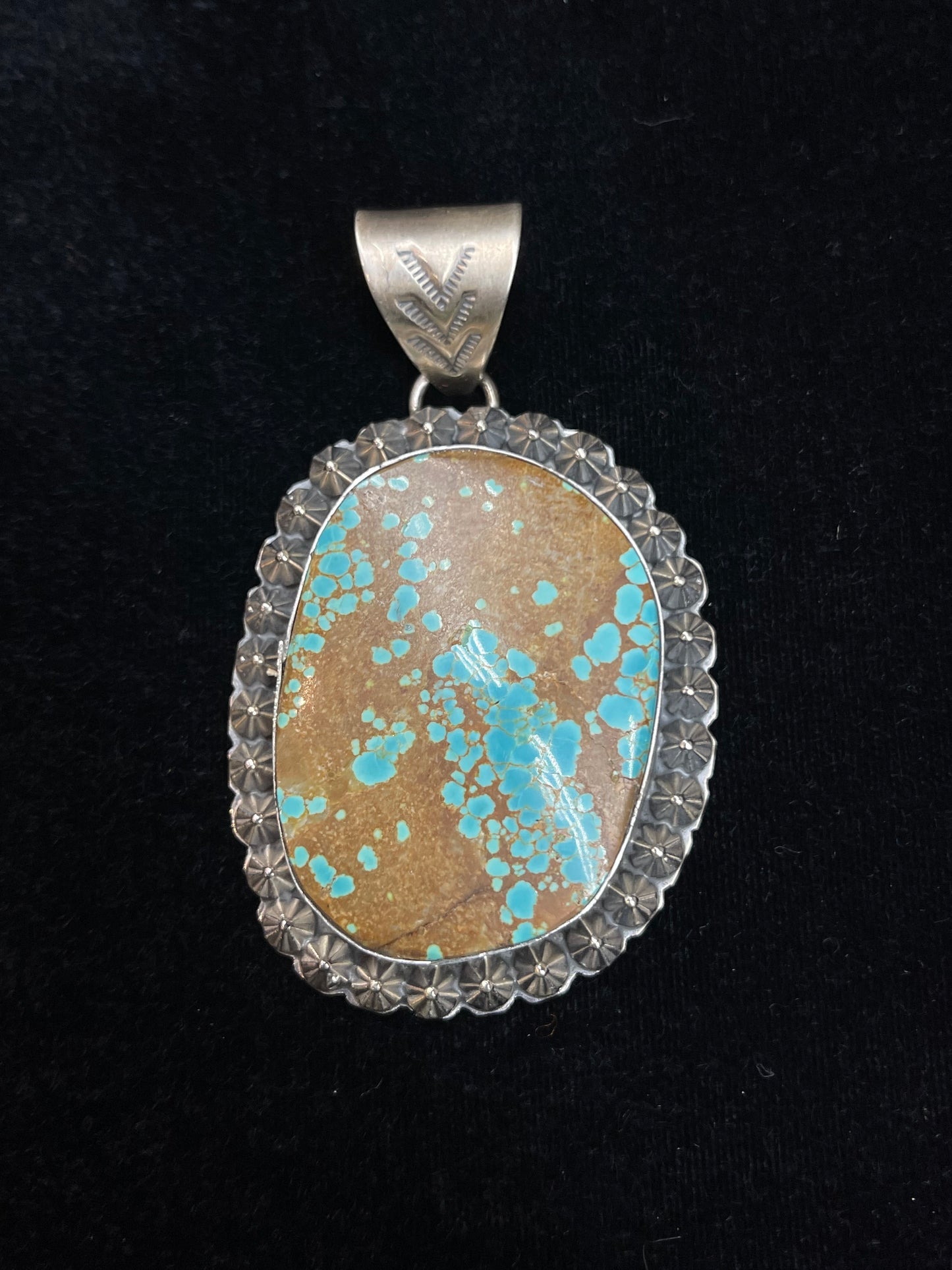 10mm Bale #8 Turquoise Pendant by Ned Nez, Navajo