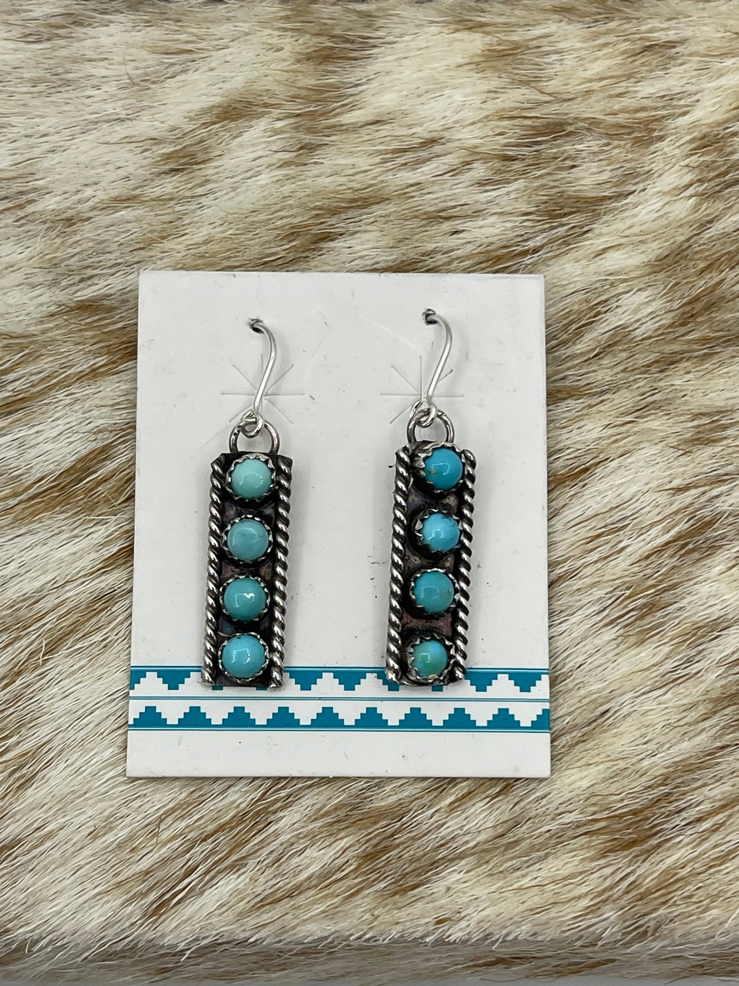 4 Stone Turquoise Bar Dangle Earrings