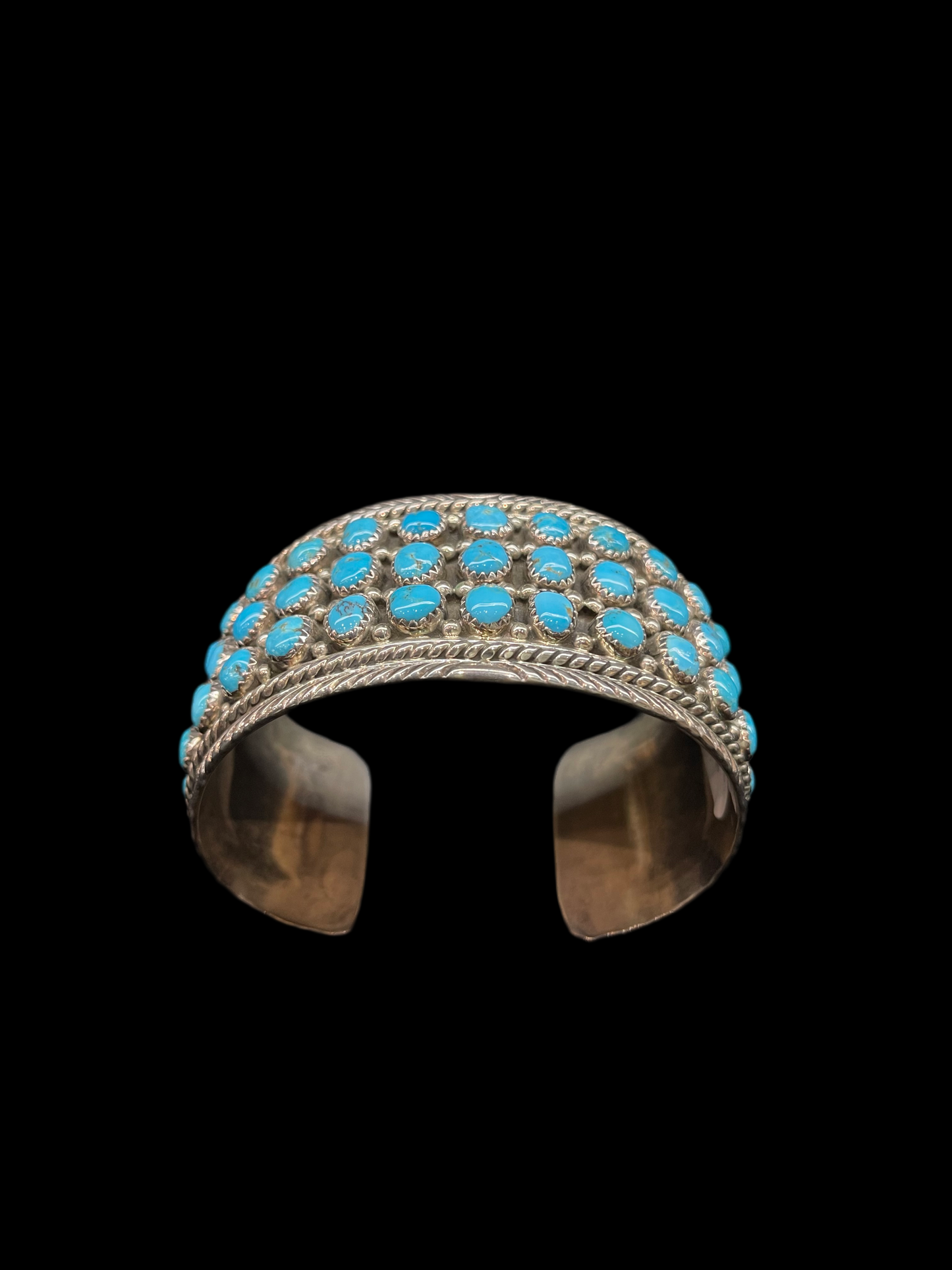 7 3/4" Sterling Silver Cuff with Turquoise Stones by Merle House, Navajo