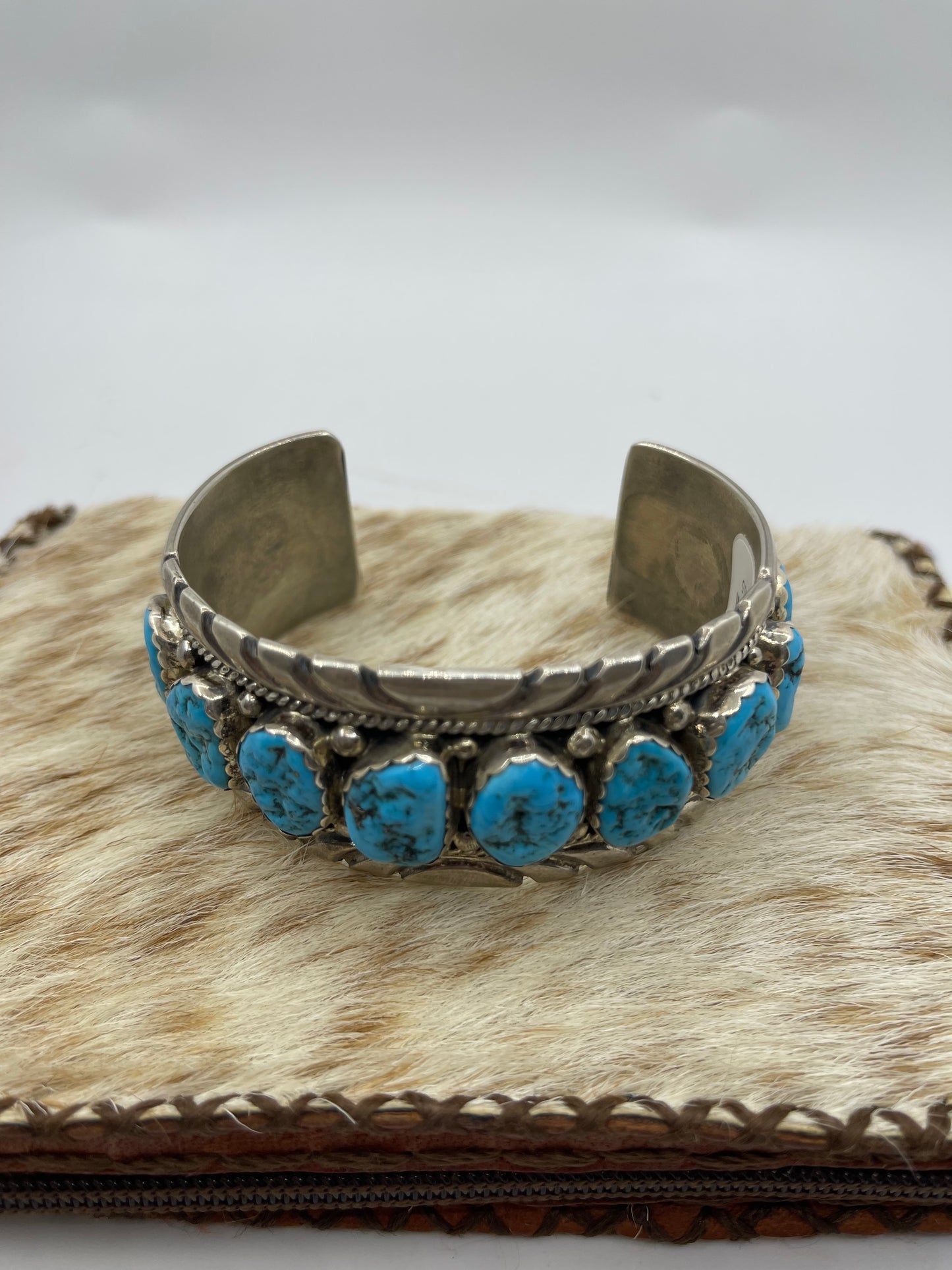 7 1/4" 11 Turquoise Stone Cuff by Maryann Spencer, Navajo