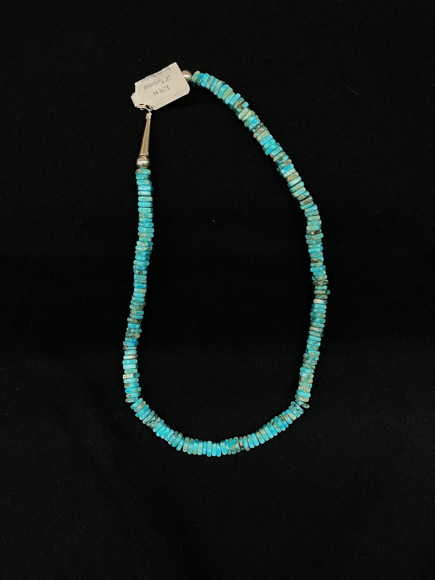 18" Turquoise Square Beaded Slab Necklace