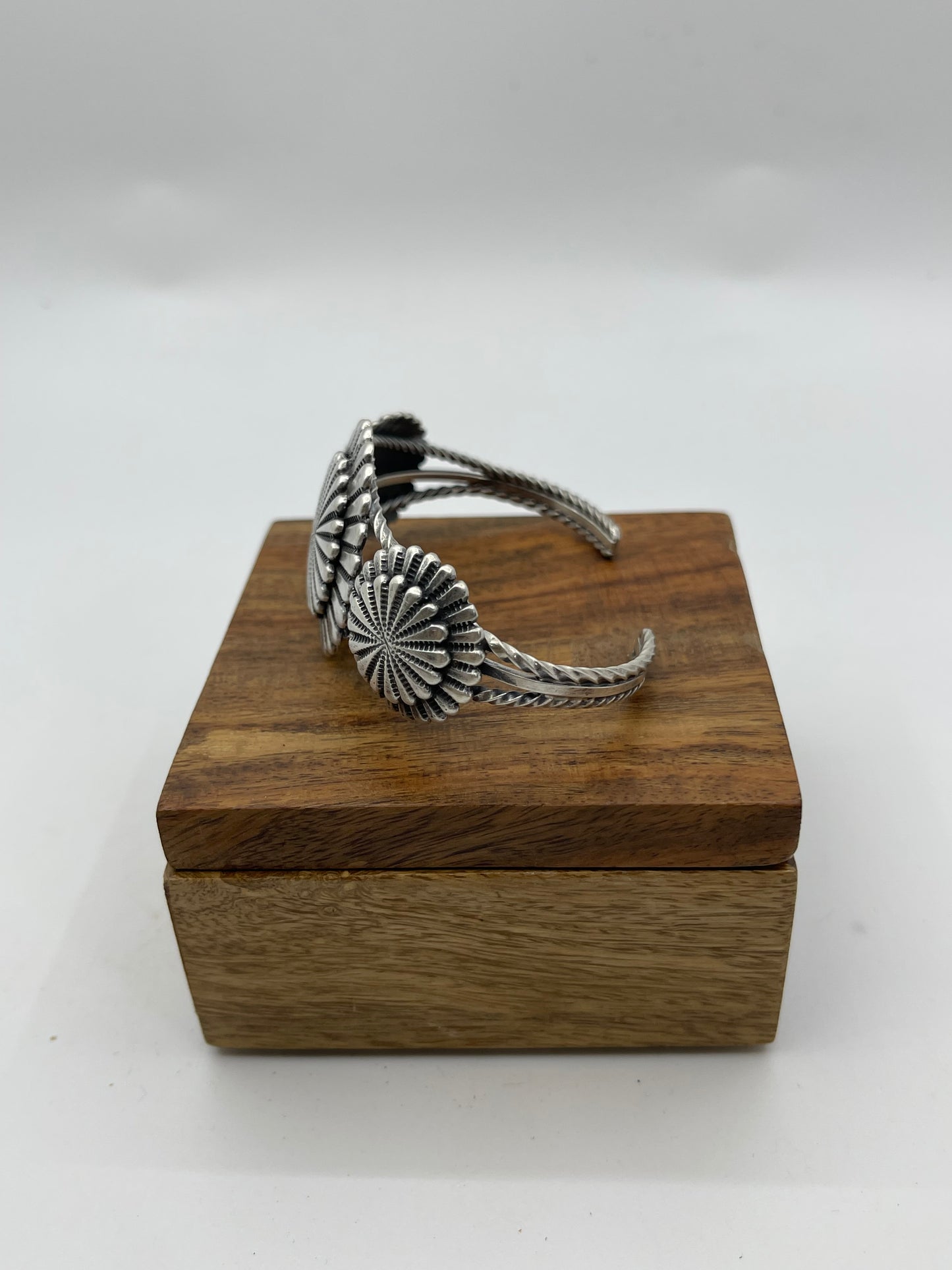 5.75”-7” 3 Concho Cuff Overlay by Darrell Morgan, Navajo