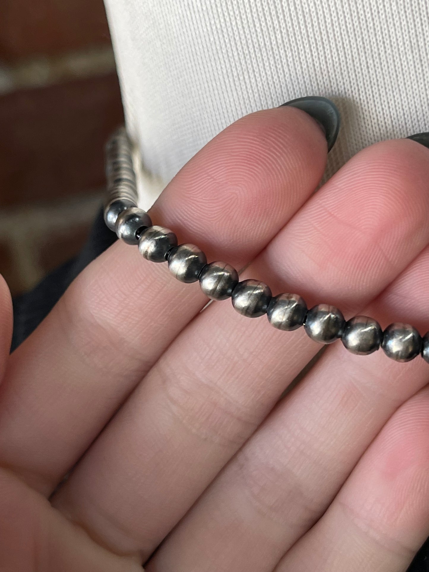 14" 5mm Handmade Navajo Pearls by Dorinda Mariano, Navajo