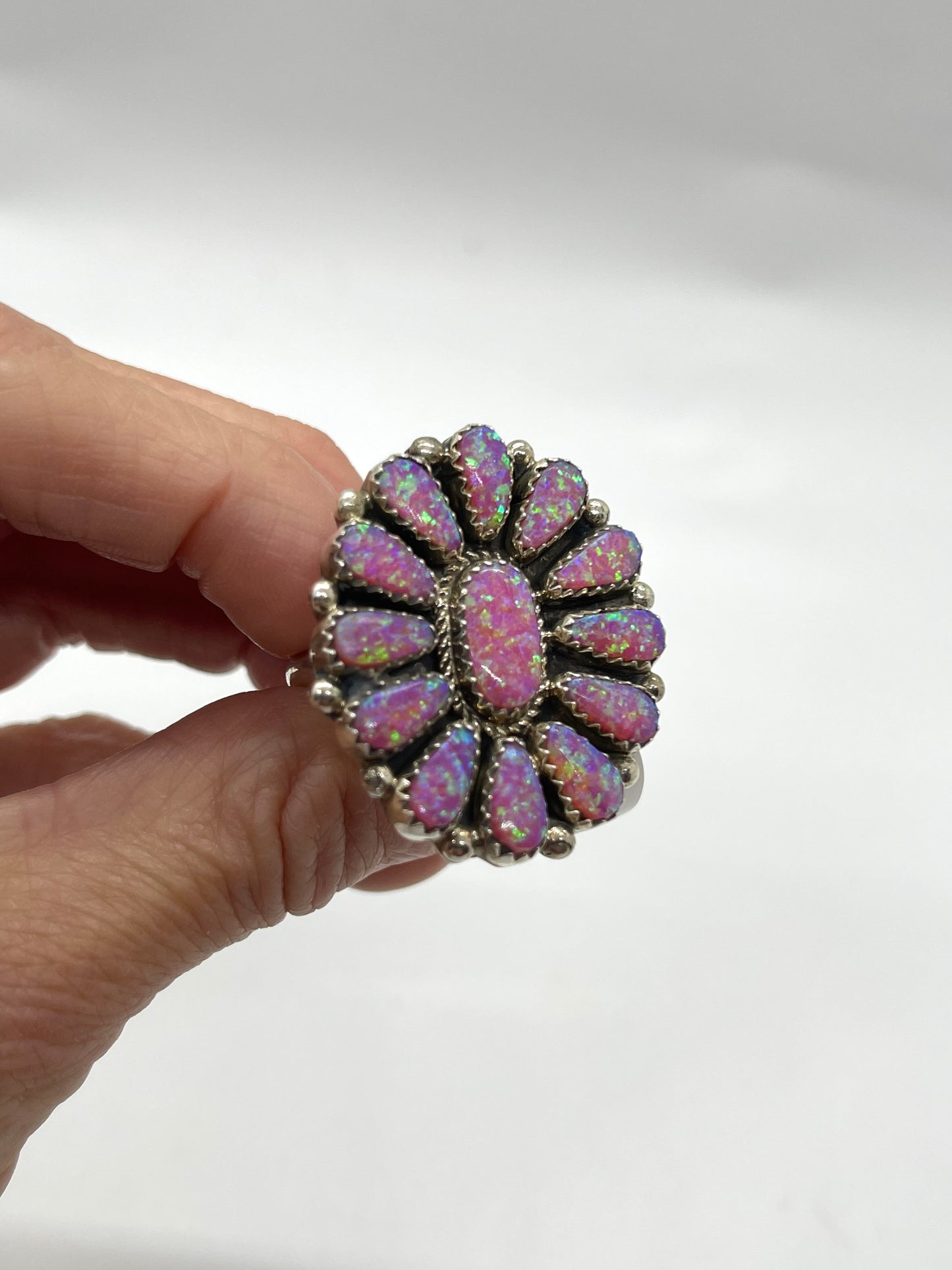 Adjustable Pink Opal Cluster Ring by Alicia, Wilson, Navajo
