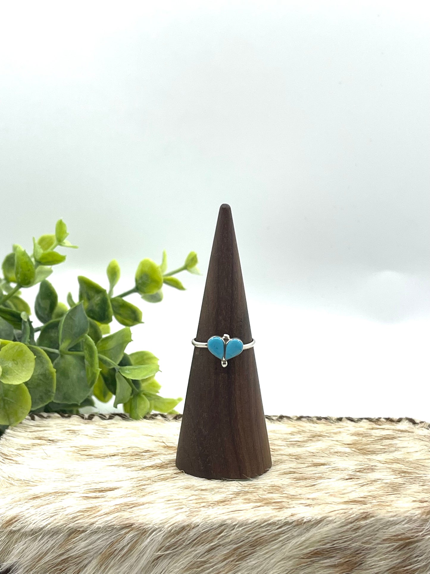 5.0 Turquoise 2 Stone Heart Ring