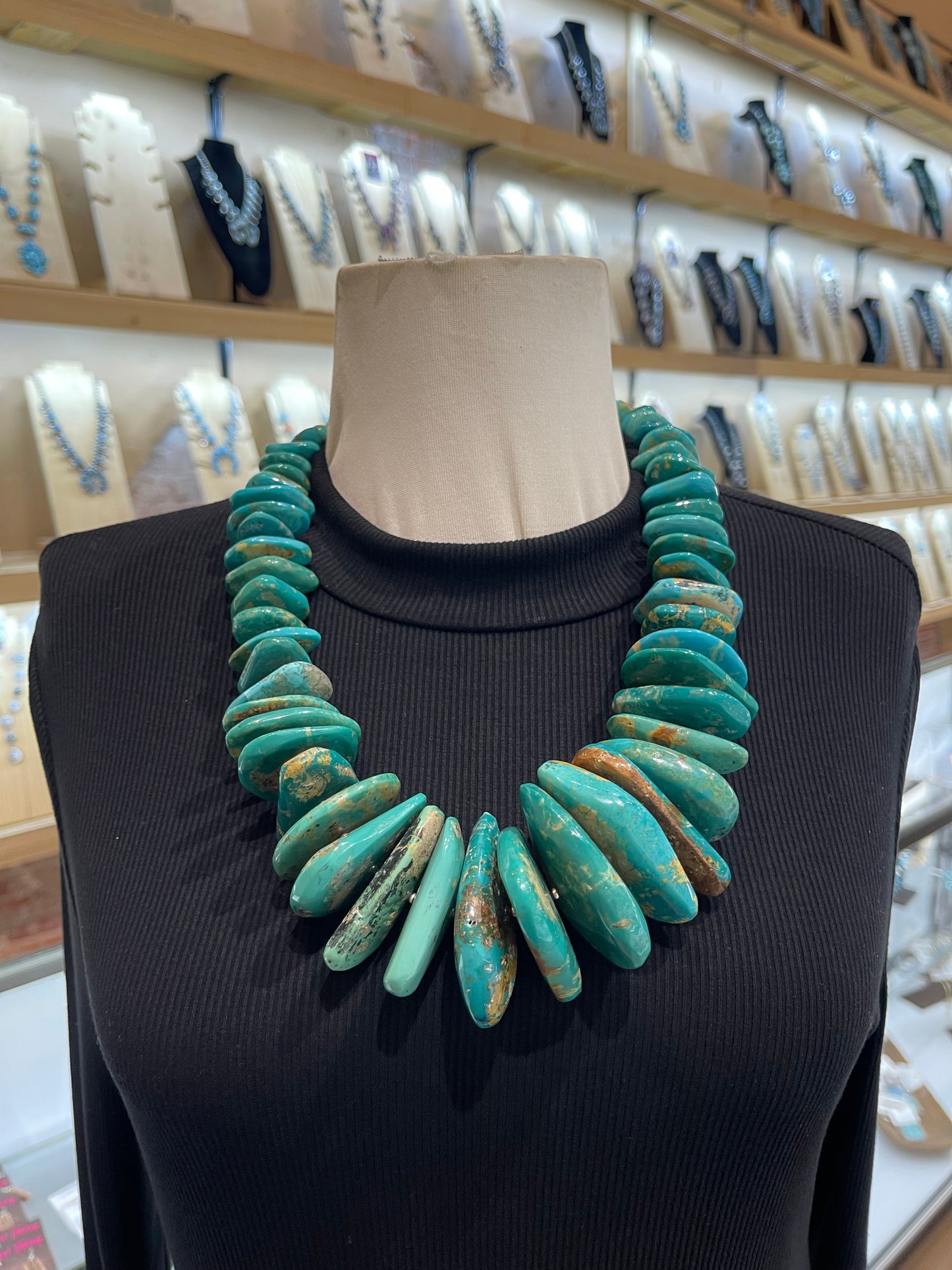 25" Amazing Royston Turquoise Slab Necklace