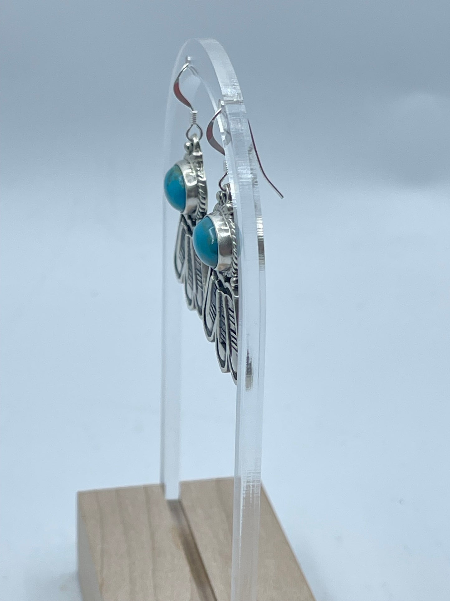 6 Feather Earrings with Turquoise by Sharon McCarthy, Navajo