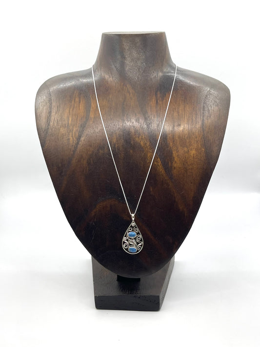 18” 3.8mm bail Denim Lapis Teardrop Pendants