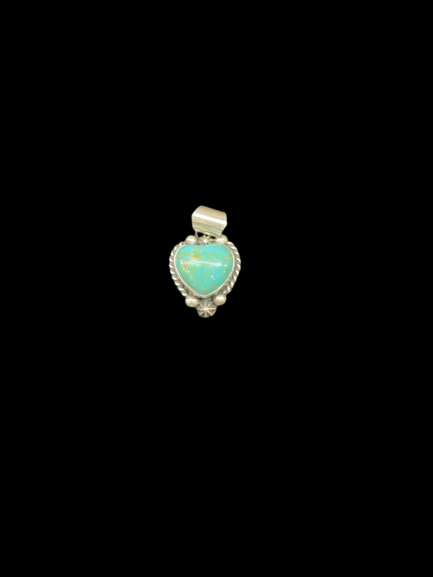 Kingman Turquoise Heart Pendant with 5mm Bale by Donovan Skeets, Navajo