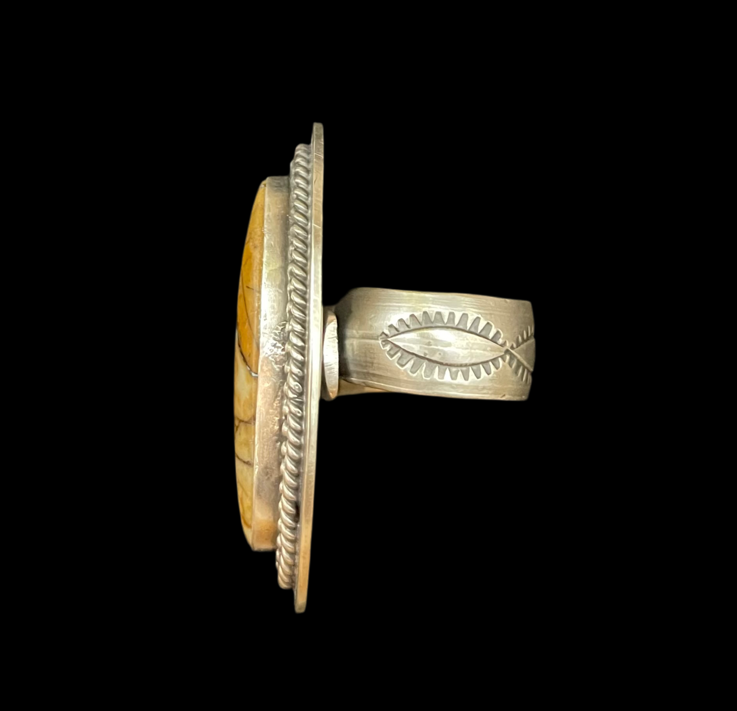 8.0-12.0 Ribbon Turquoise Adjustable Ring by Delbert Secatero, Navajo