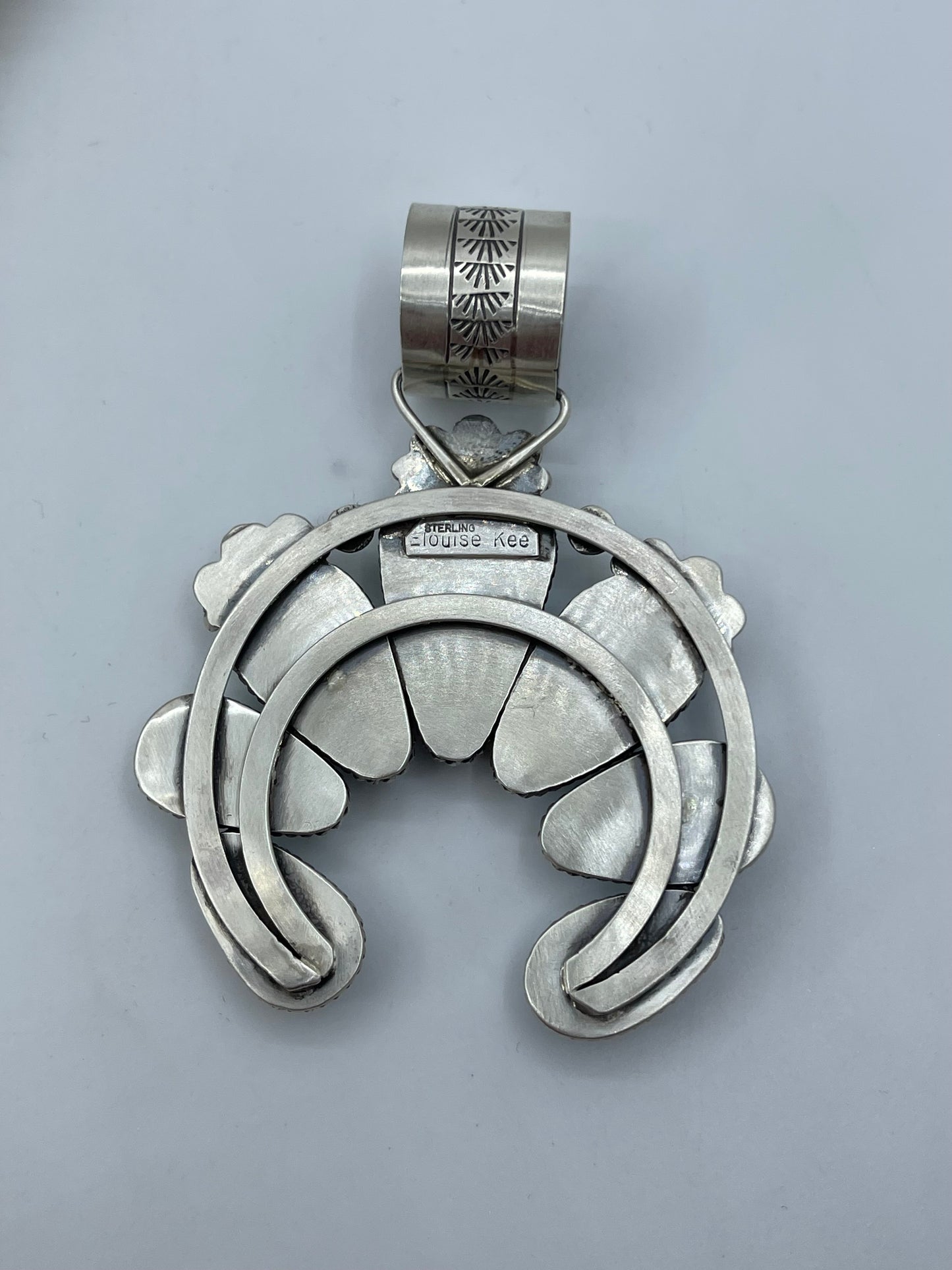 Kingman Turquoise Naja Pendant by Elouise Kee, Navajo