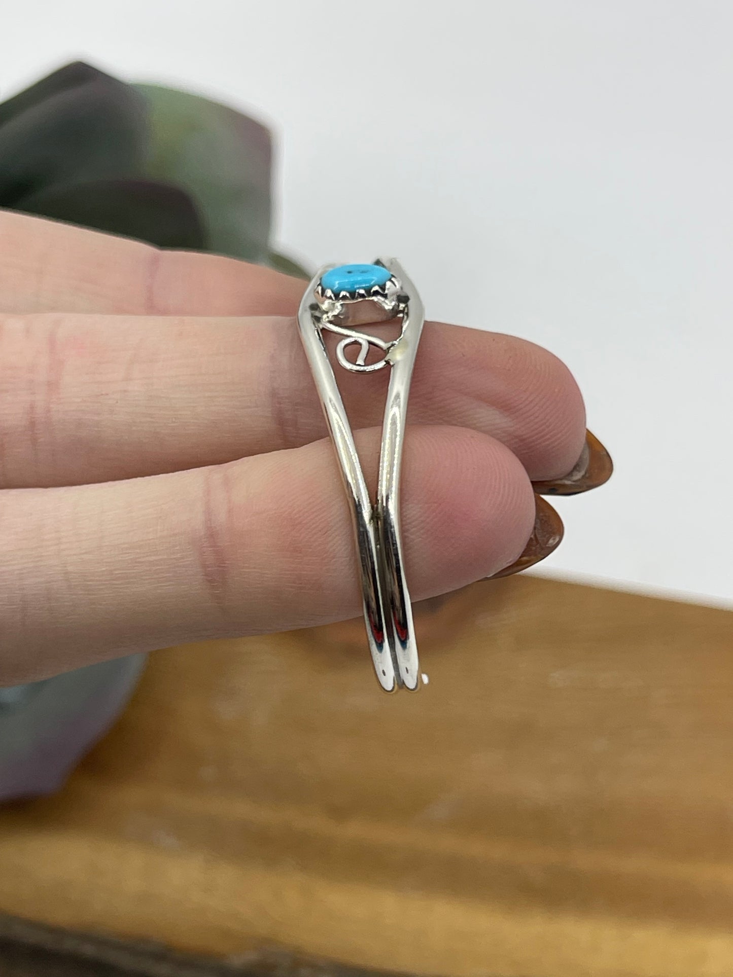 Turquoise Oval Baby Bracelet by Judy Lincoln, Navajo