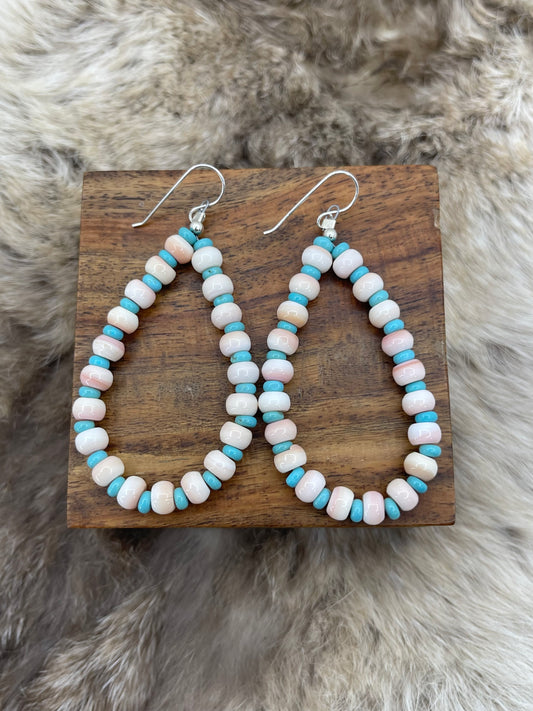Pink Conch Shell & Turquoise Teardrop