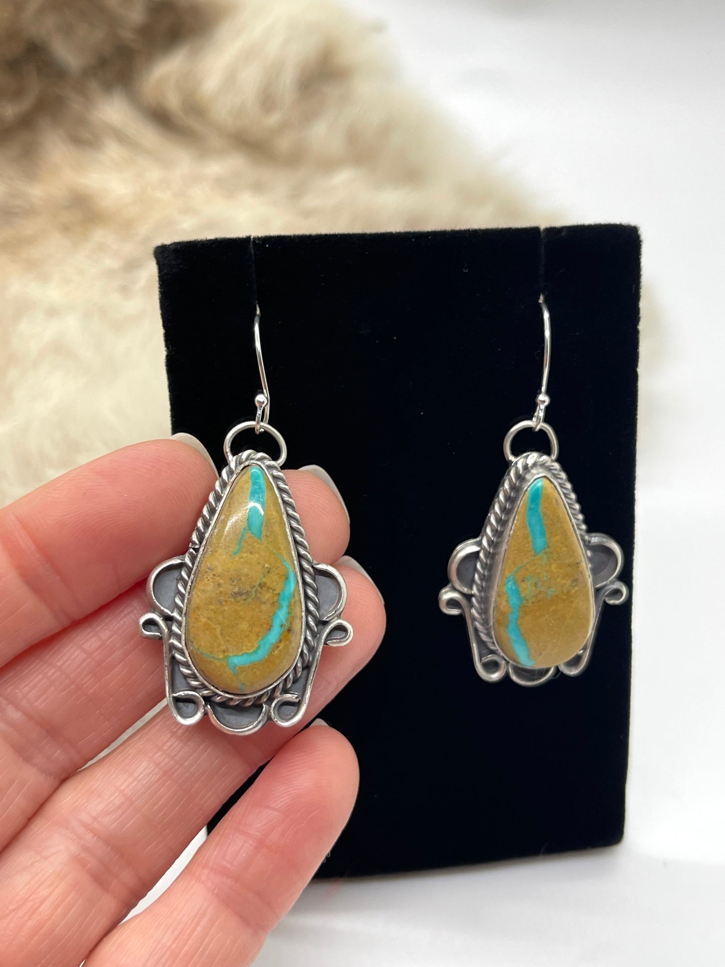 Royston Ribbon Turquoise Teardrop Dangle Earrings