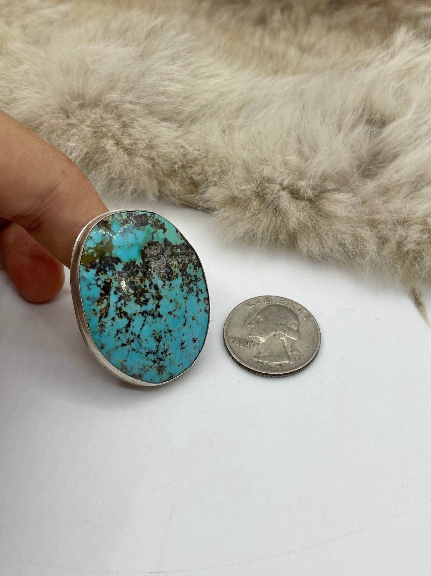 7.5 #8 Turquoise Ring by Carrie Cannon, Kiowa