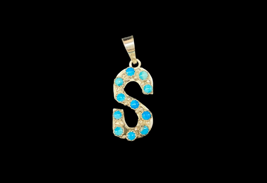 "S" Turquoise Pendant by Scott Skeets, Navajo