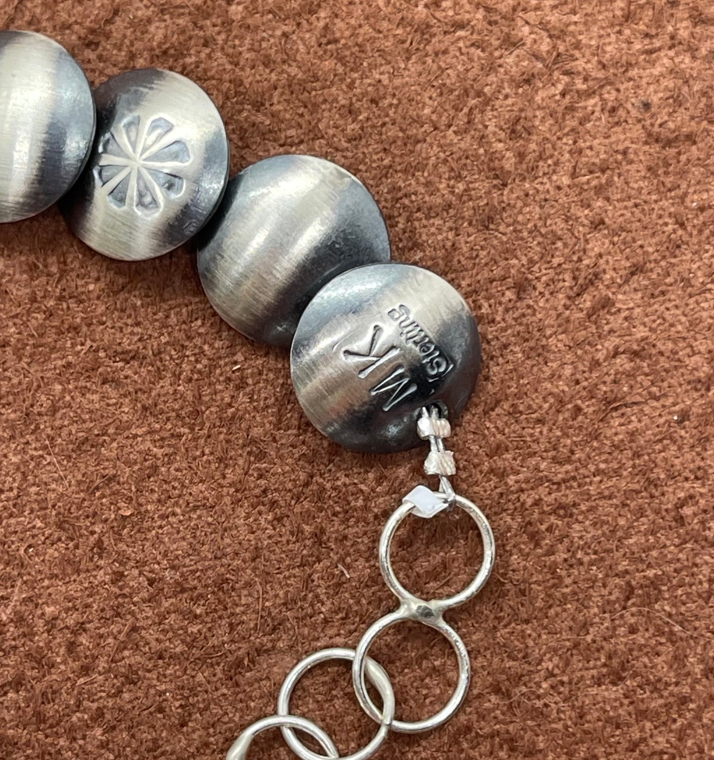 6 3/4"-7 3/4" Handmade Pillowbead Bracelet by Maryetta Daukei Kellywood, Navajo