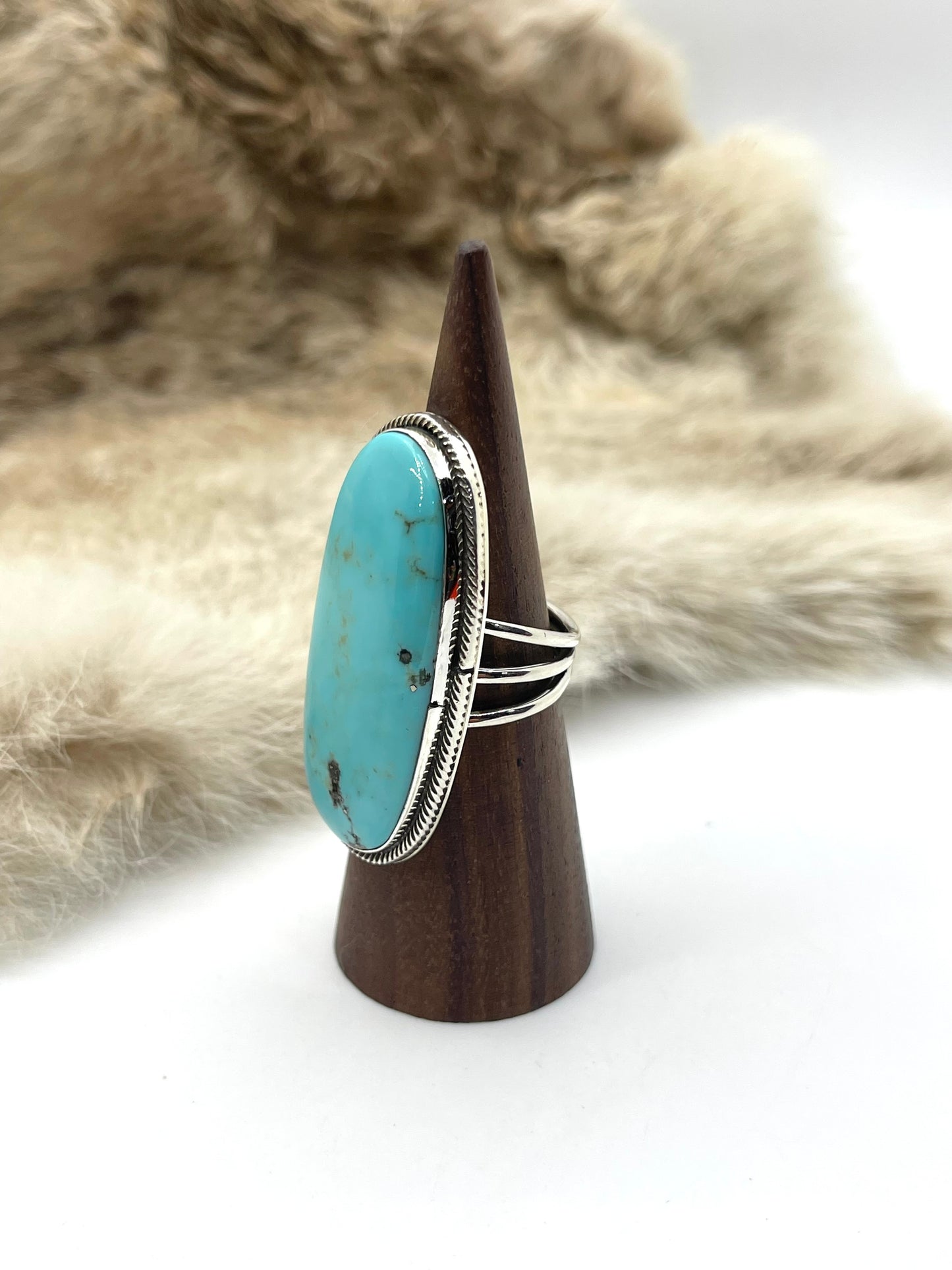 8.0 Kingman Ring by Marie Jackson, Navajo
