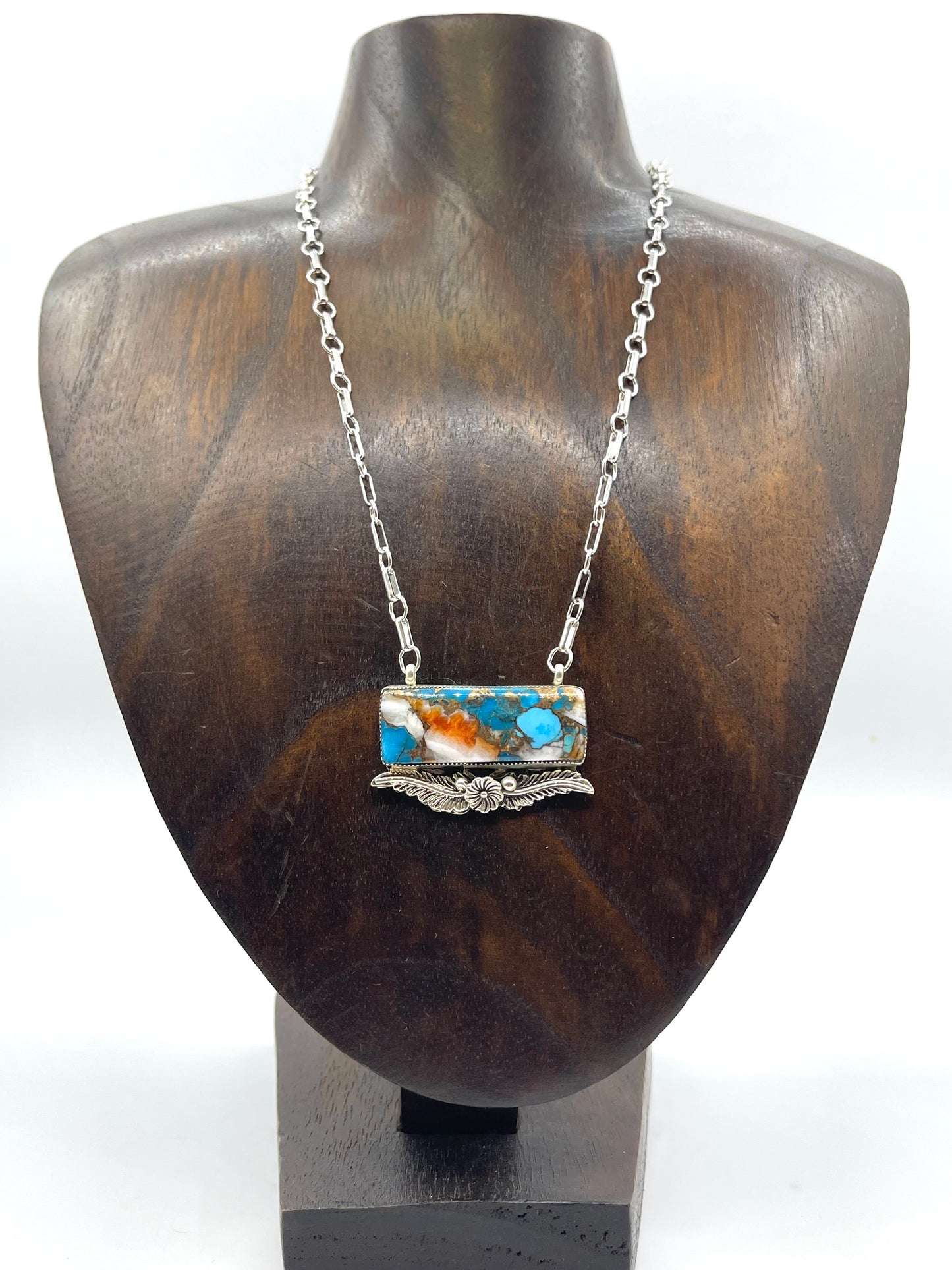 20' “Orange Crush” Bar Necklace by Gregg Yazzie, Navajo