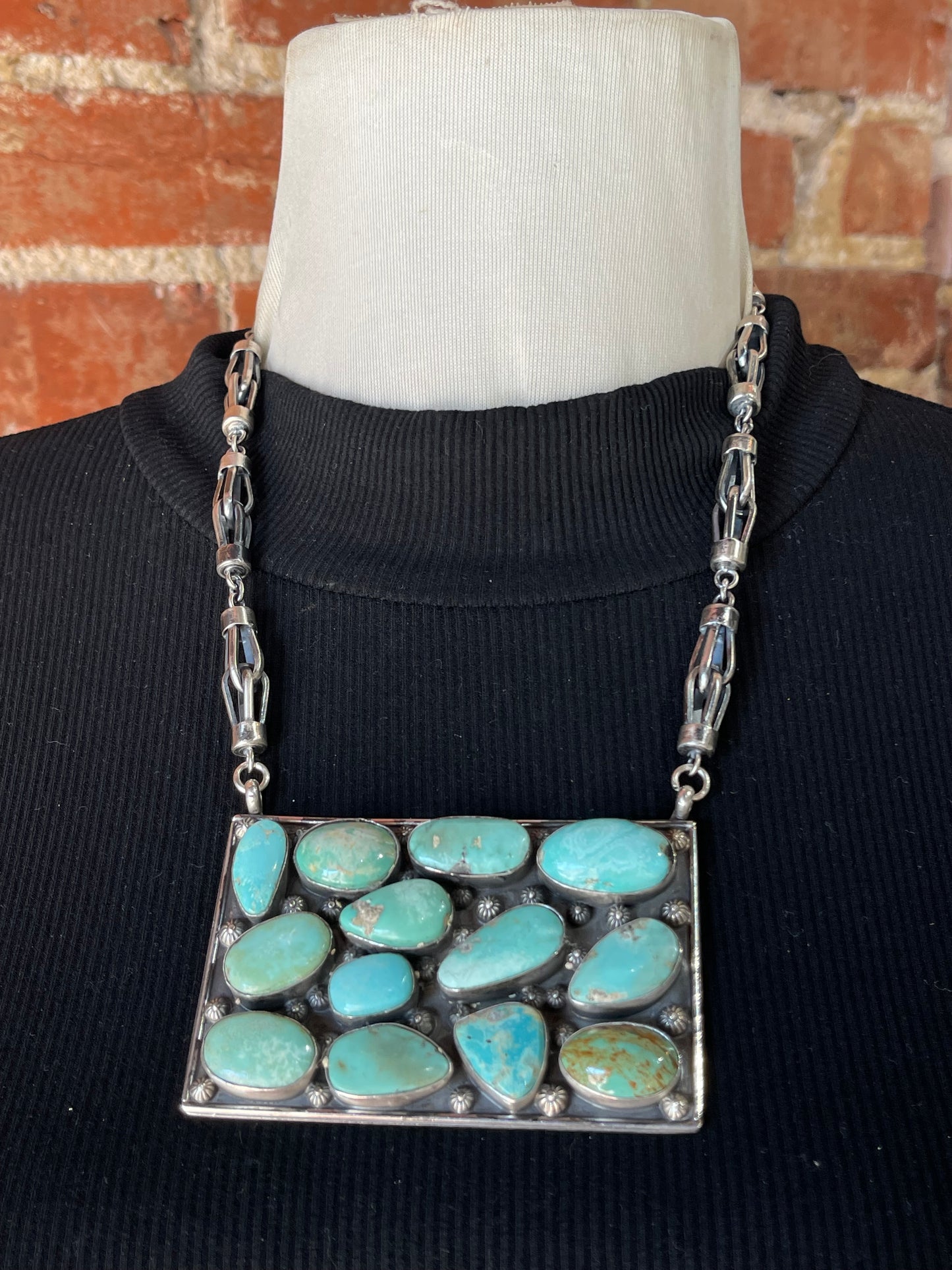 13 Stone Turquoise Necklace, Navajo Made