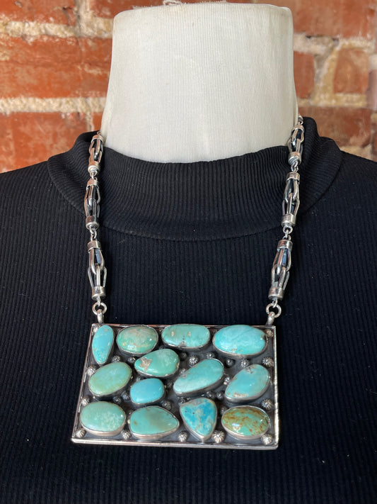 13 Stone Turquoise Necklace, Navajo Made
