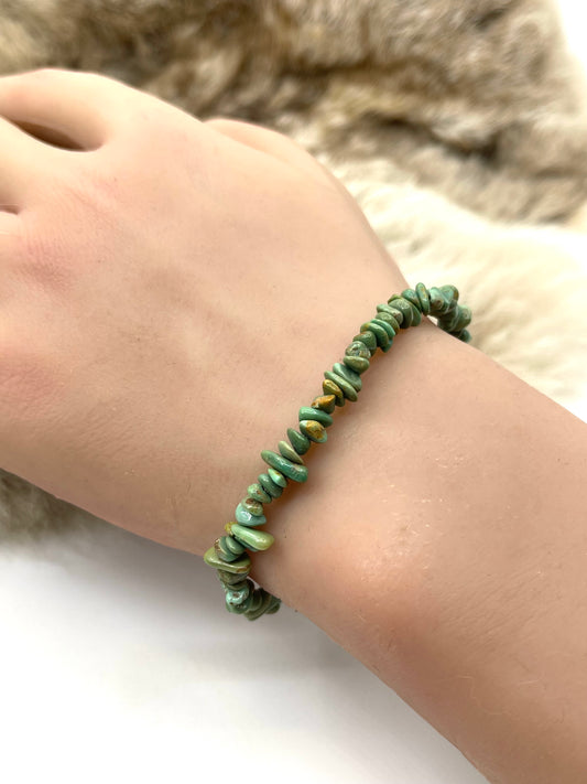 6.5" Stretchy Band Chunky Turquoise Bracelet by Isabelle John, Navajo
