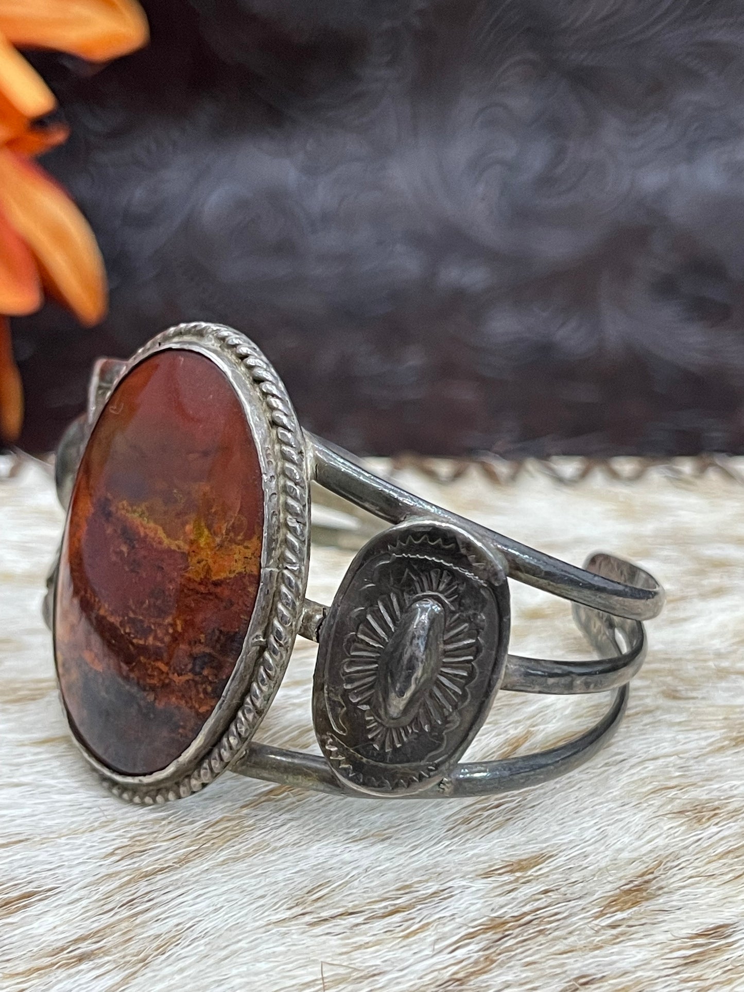 Vintage Petrified Wood Bracelet, Pendant & Ring Set