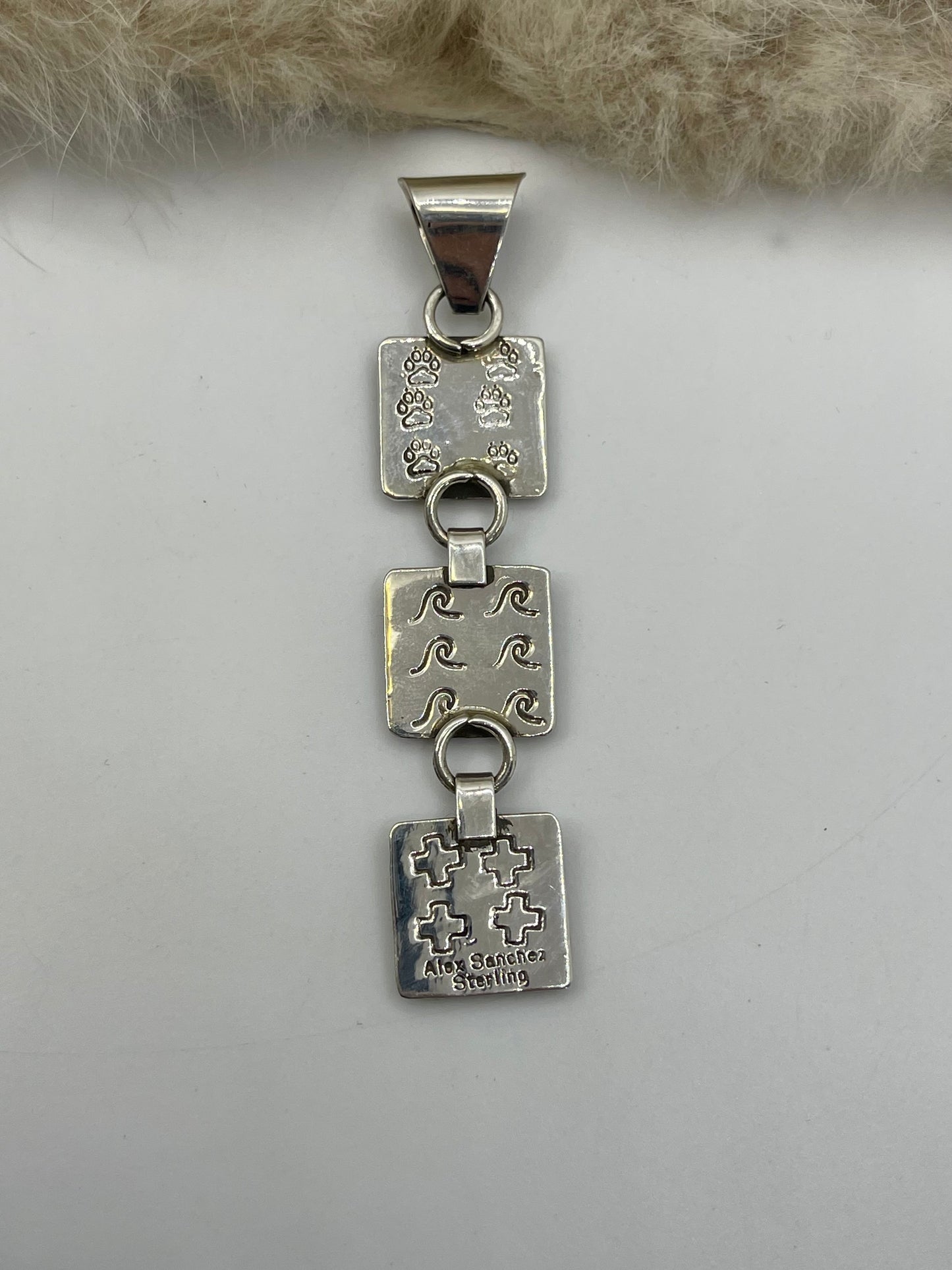 7mm Bail Triple Dangle Mini Petroglyph Pendant by Alex Sanchez, Navajo