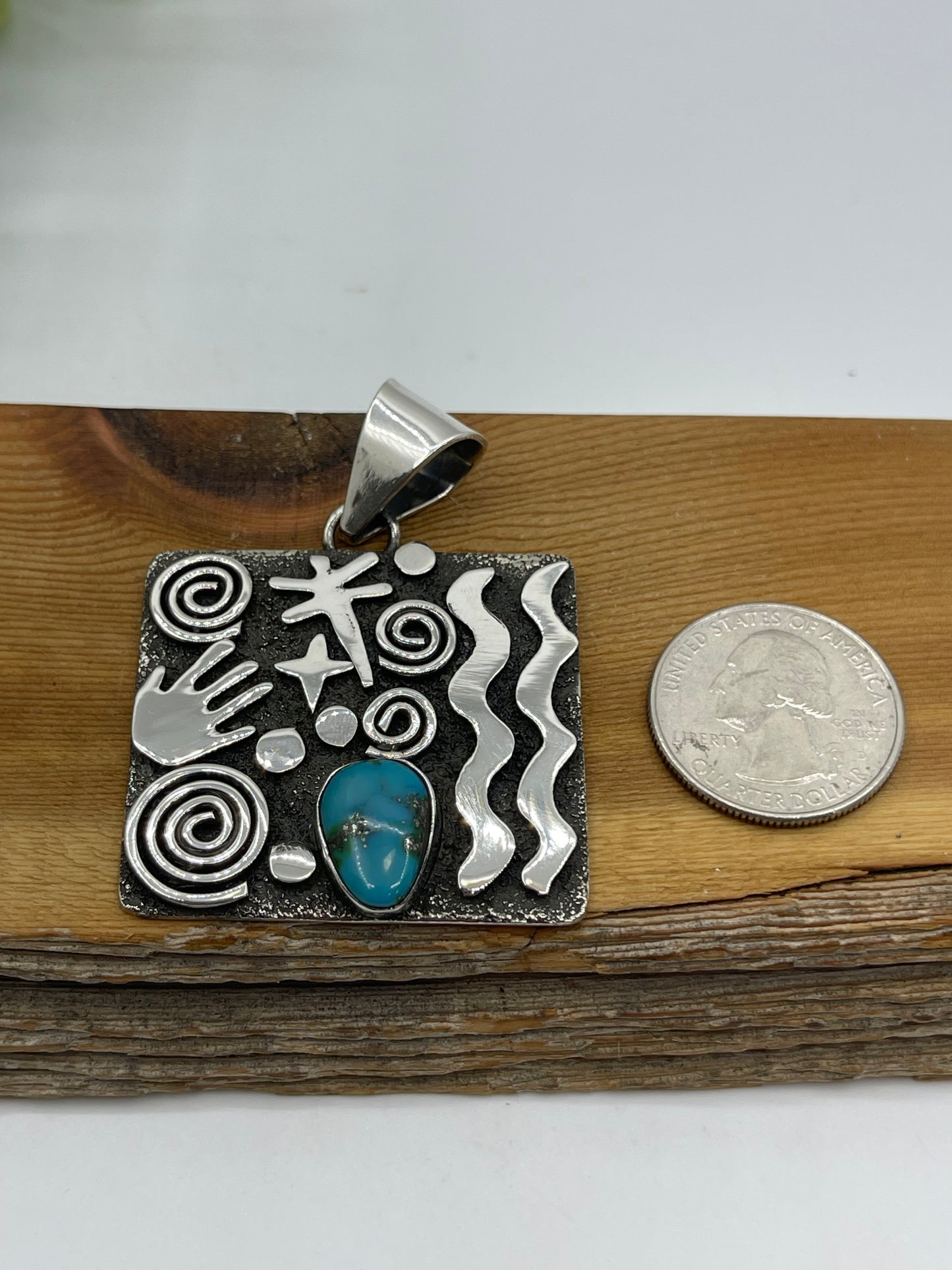 8mm Bail Kingman Turquoise Pendant by Alex Sanchez, Navajo