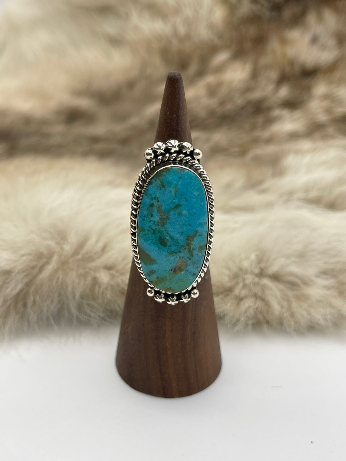 4.5 Kingman Turquoise Ring by Michael Yazzie, Navajo