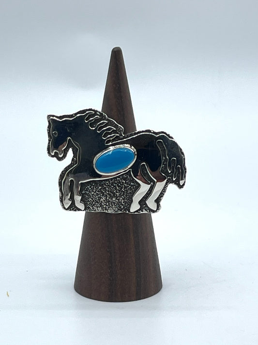 7.5 Sleeping Beauty Horse Ring by Marie Jackson, Navajo