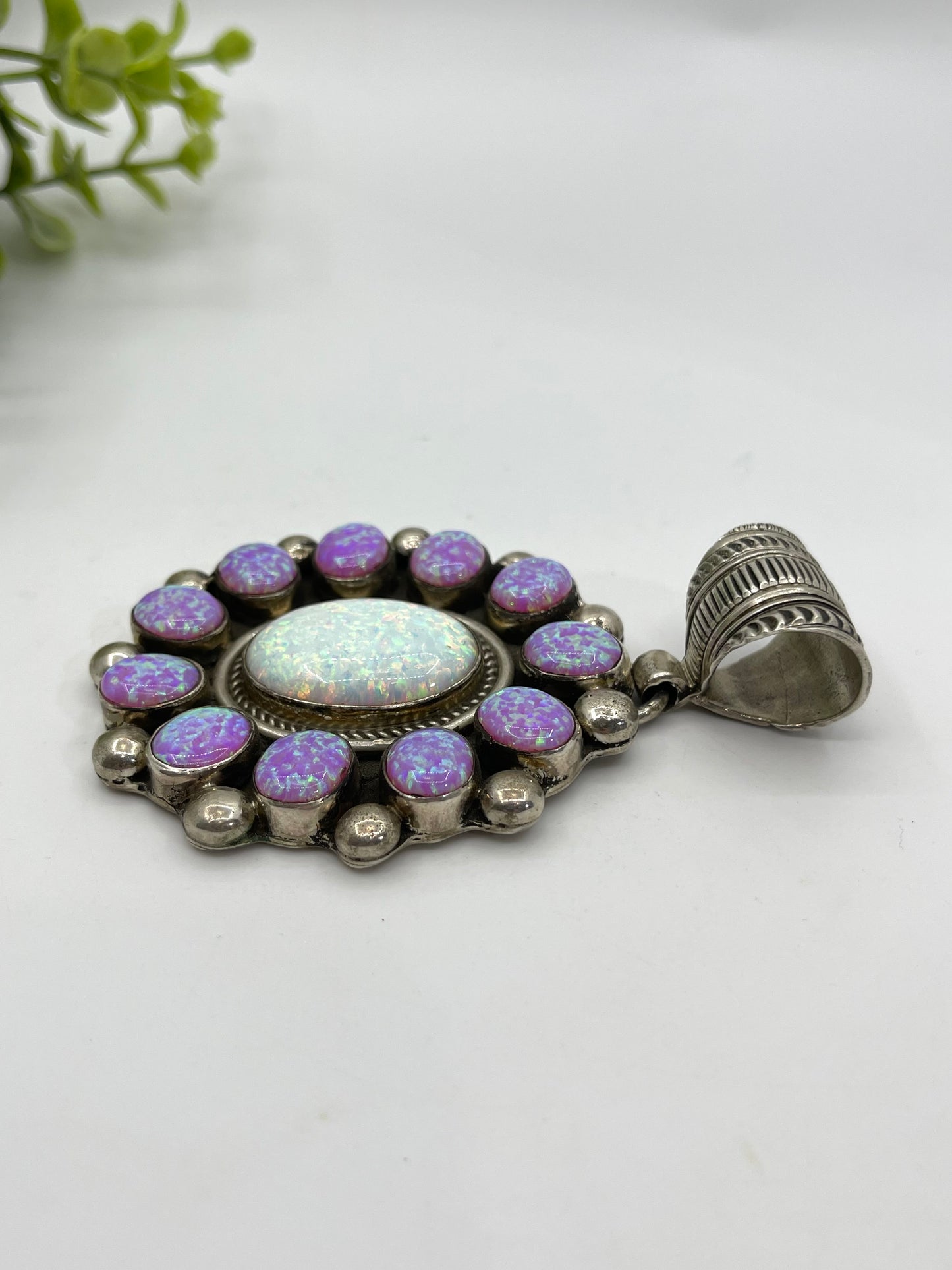 Purple and White Opal Cluster Pendant by AT