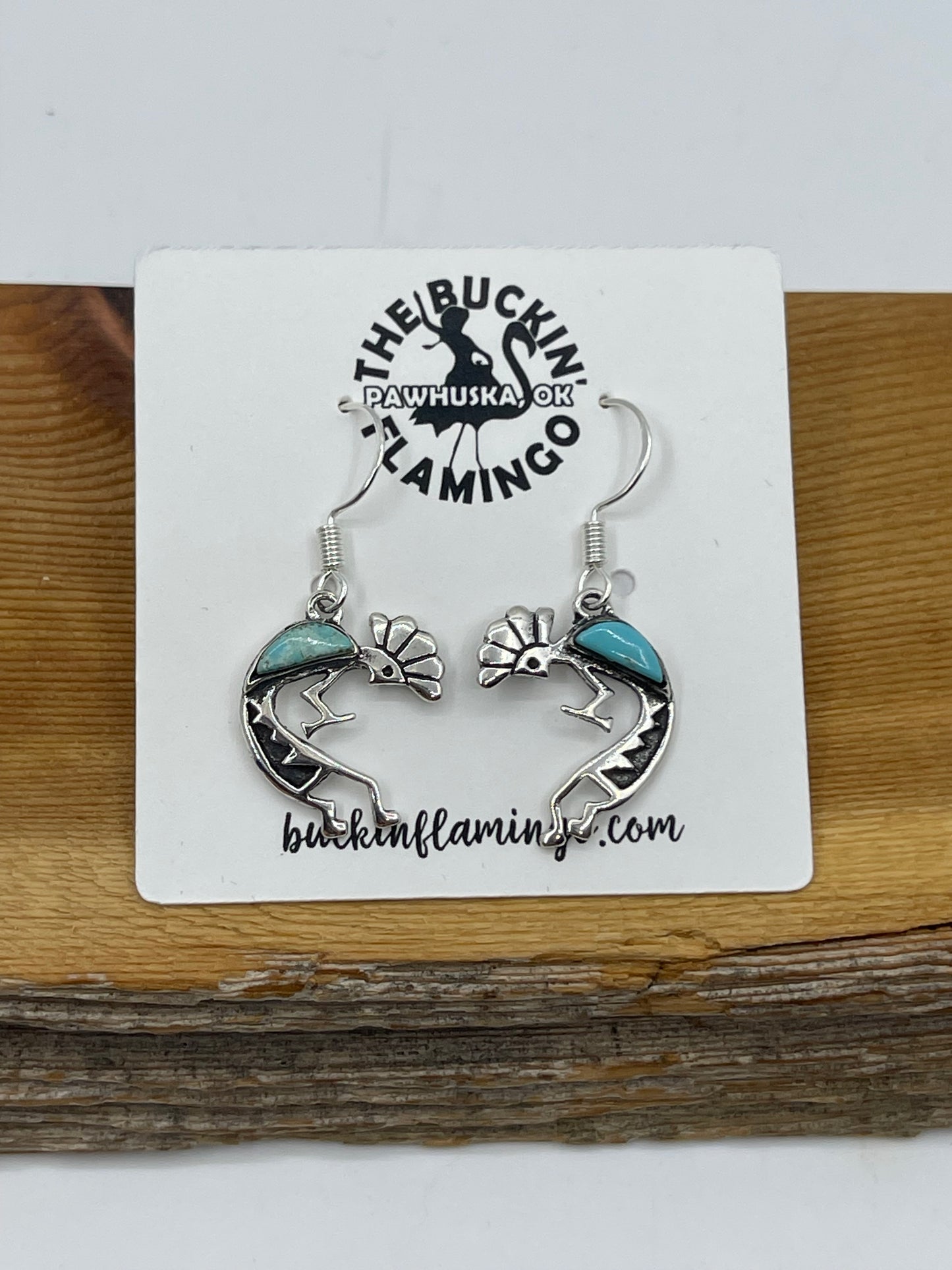Turquoise Kokopelli Dancer Dangle Earrings