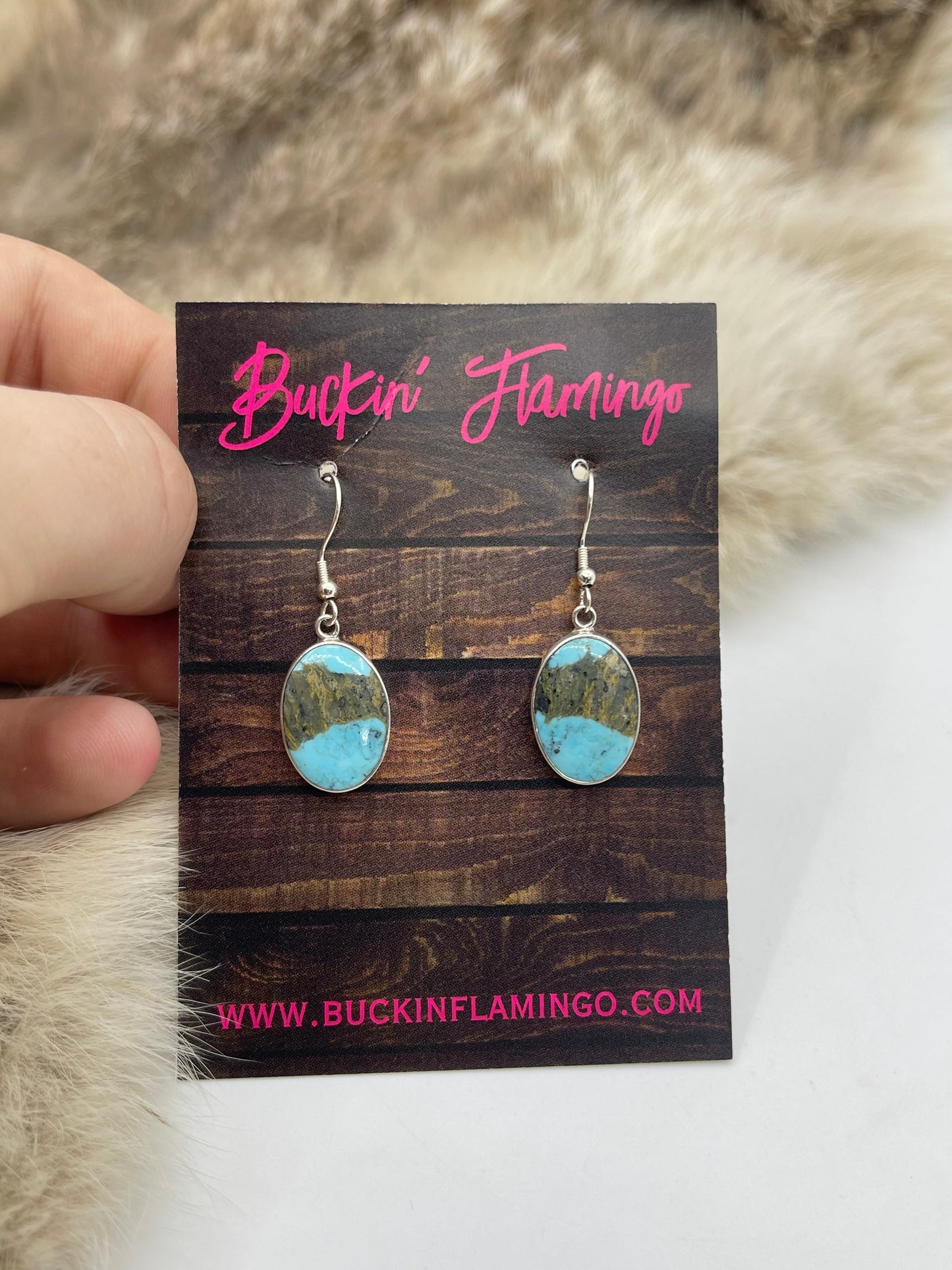 Oval Kingman Turquoise Dangle Earrings