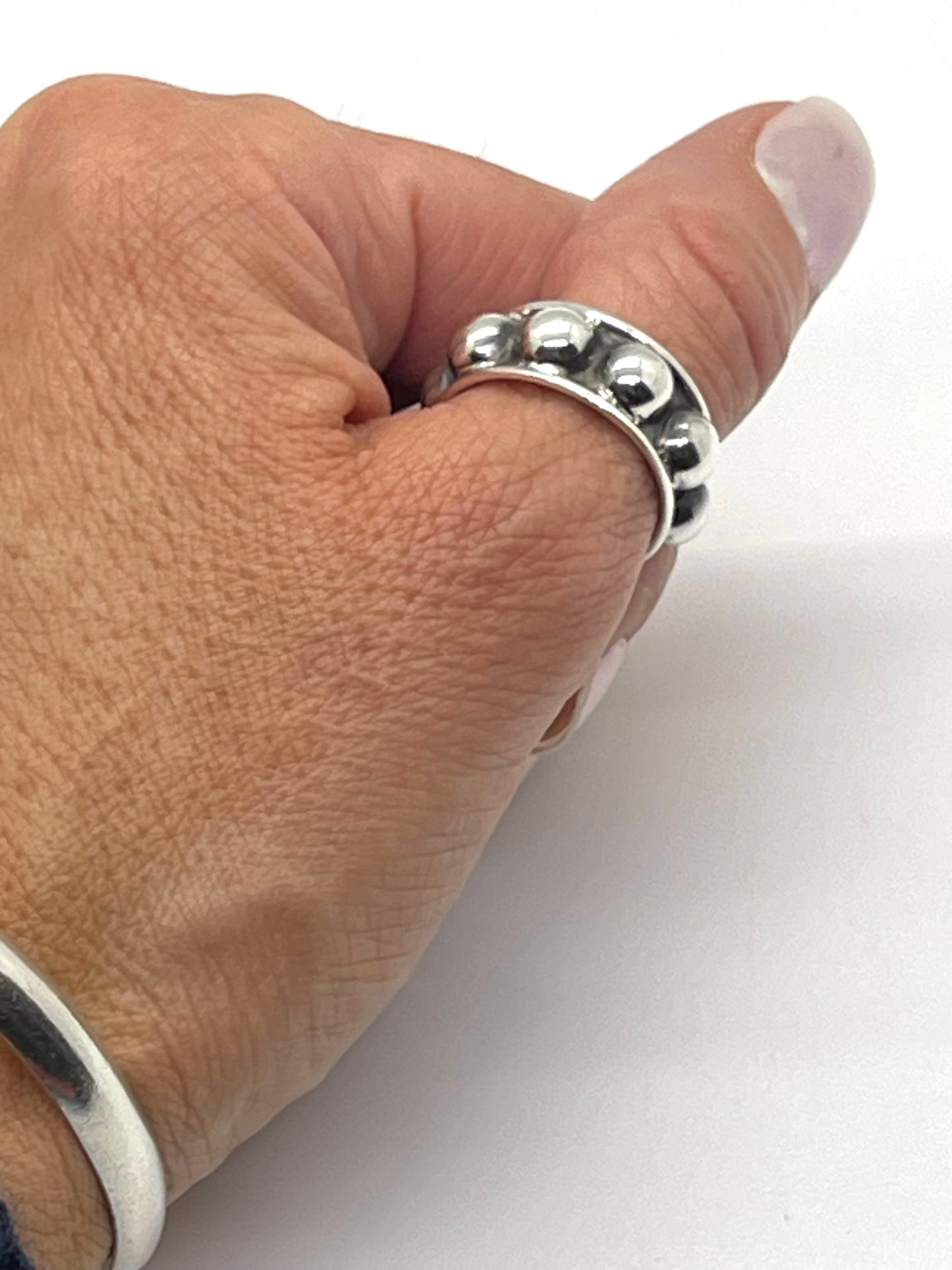 11.5 6mm Silver Dot Ring