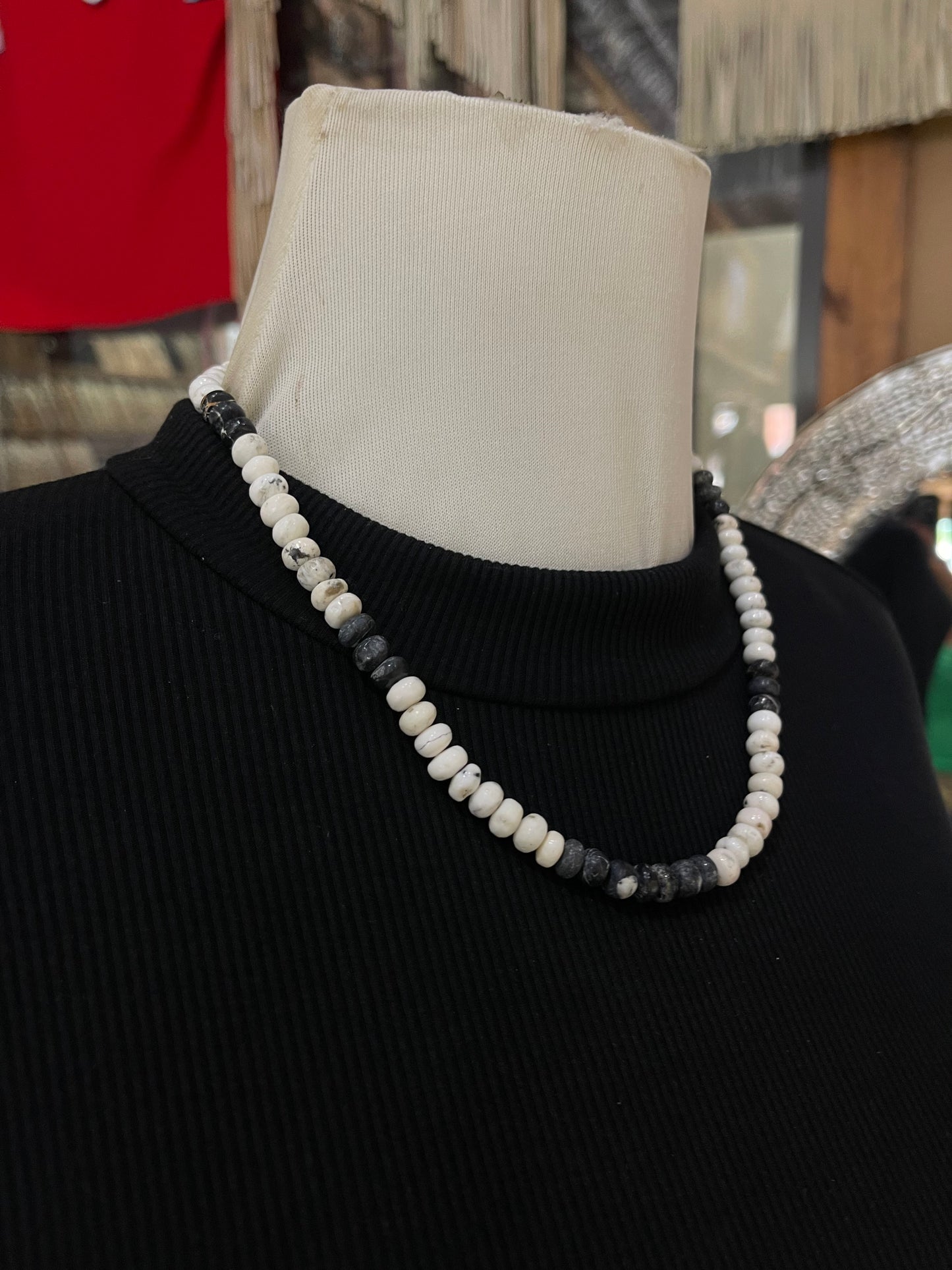 19" 7mm White Buffalo Beaded Necklace