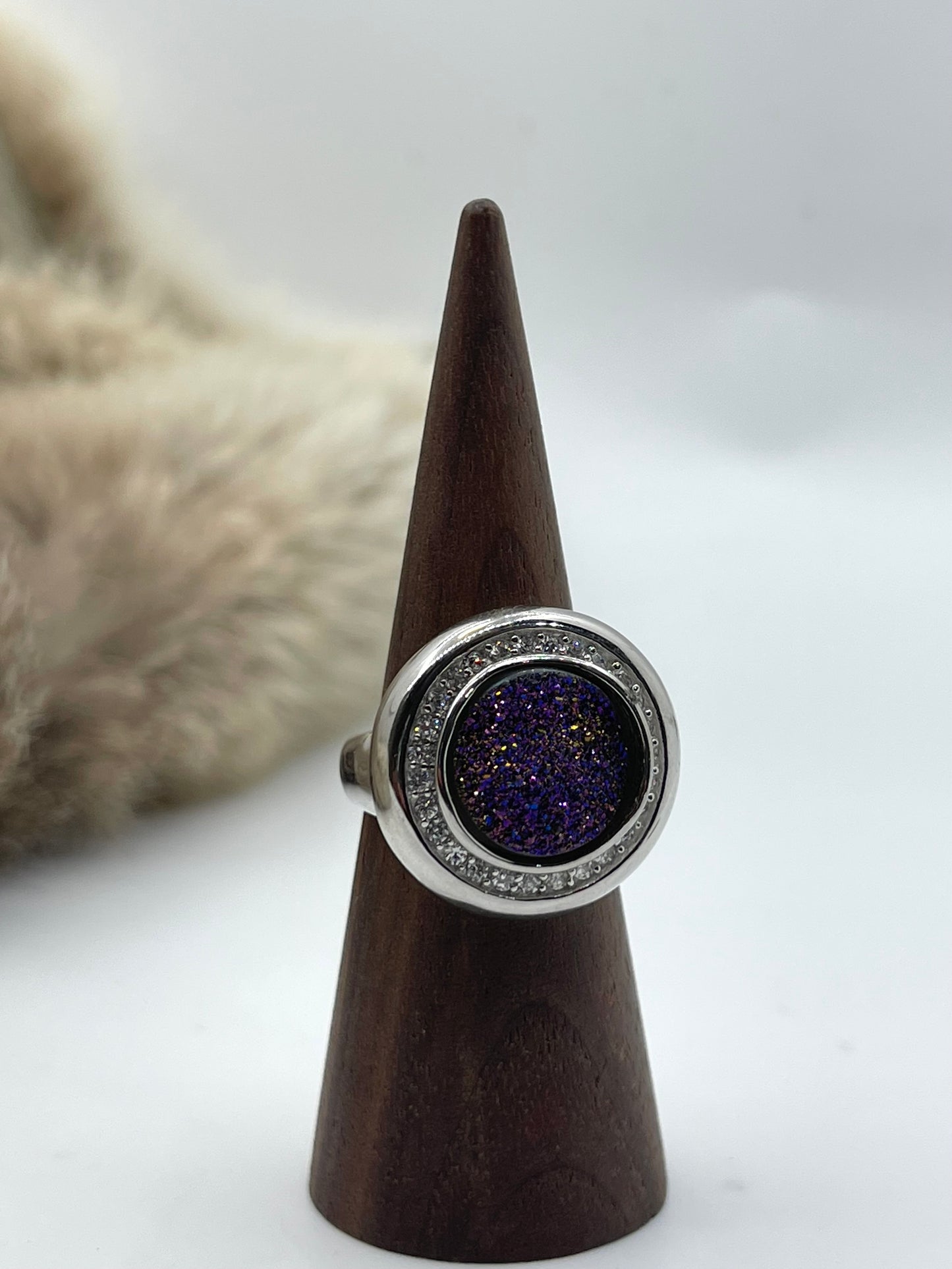 9.0 Purple Druzy Ring
