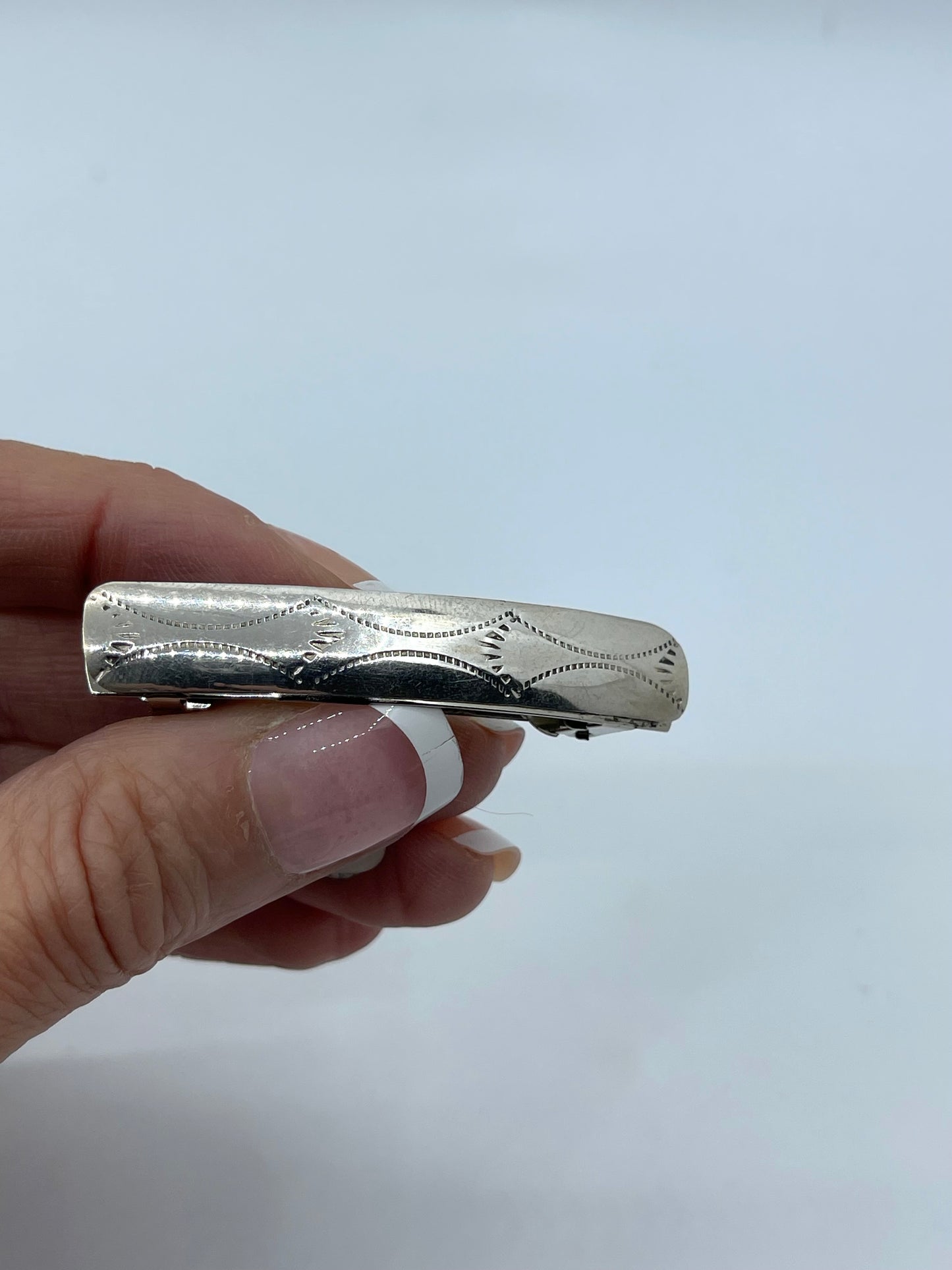 2" Silver Stamped Barrette Clip