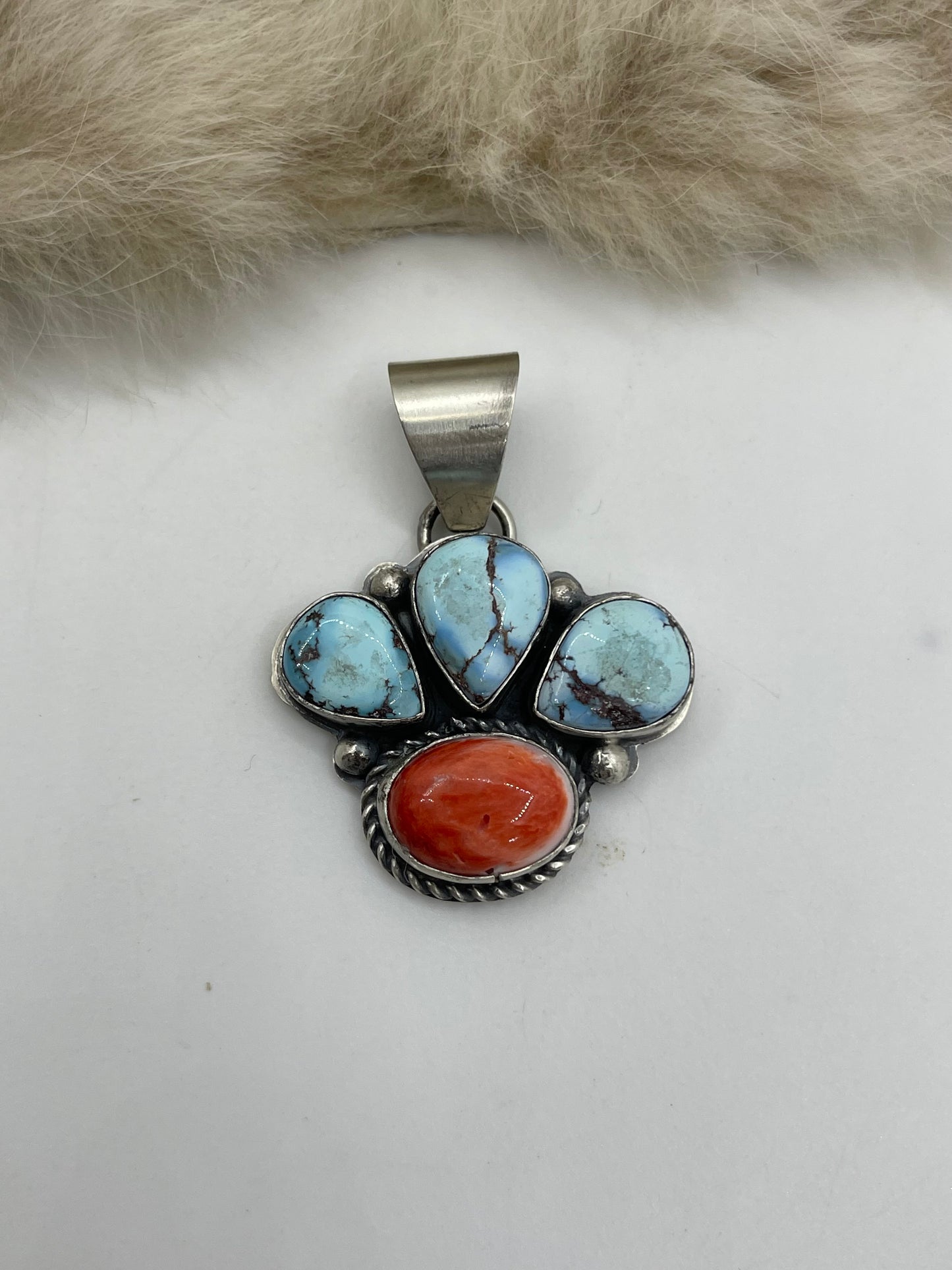 10.6mm Bail Golden Hills Turquoise & Spiny Oyster by Boyd J. Ashley, Navajo